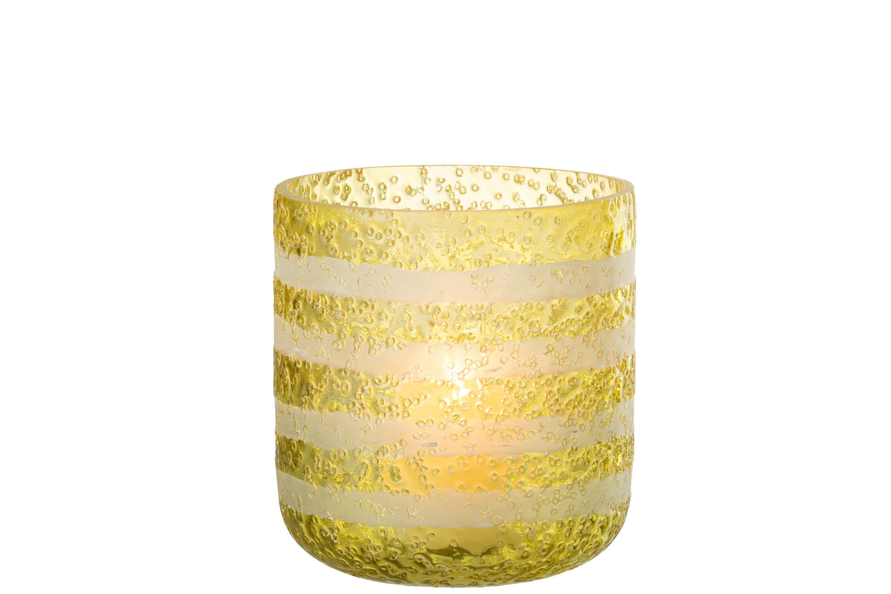 J-Line lantaarn Strepen - glas - geel/wit - groot