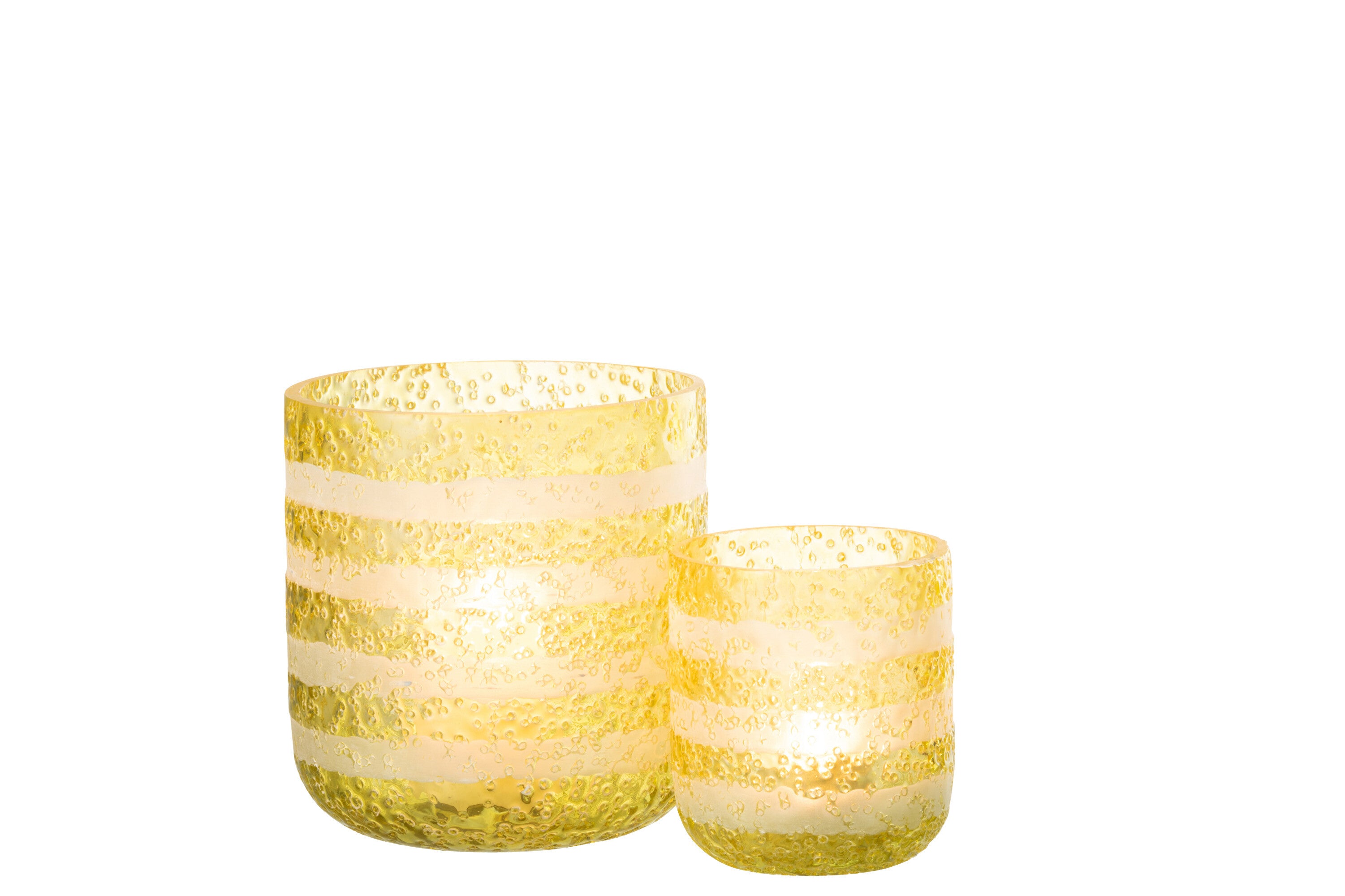 J-Line lantaarn Strepen - glas - geel/wit - groot