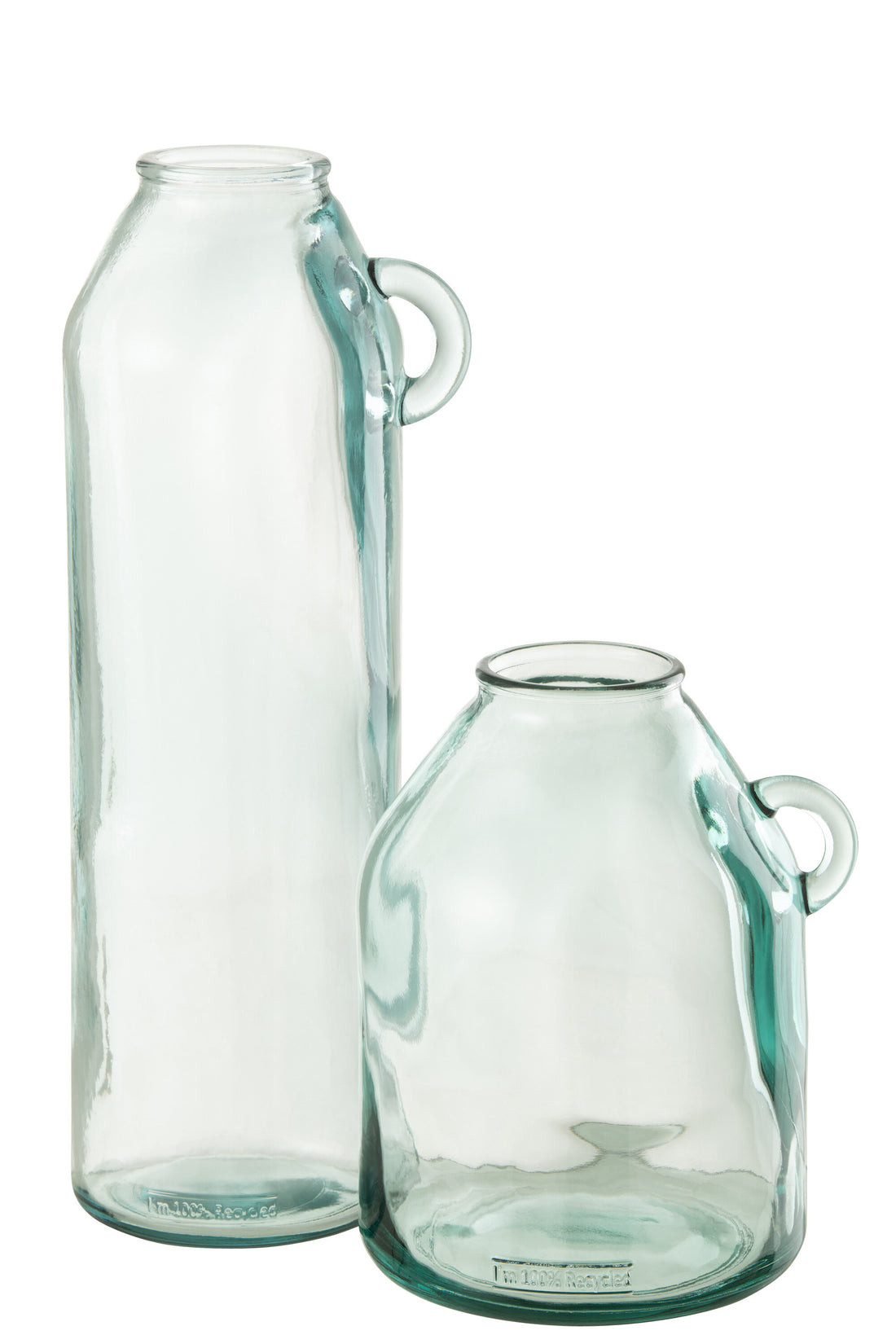 J-Line Vaas Handvat Cilinder Gerecycleerd Glas Large - 45.00 cm hoog