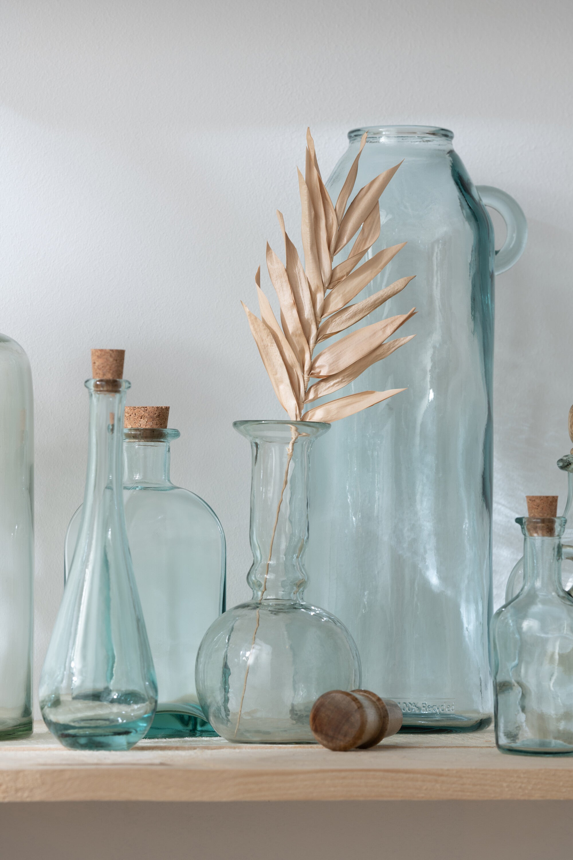 J-Line Vaas Handvat Cilinder Gerecycleerd Glas Large - 45.00 cm hoog