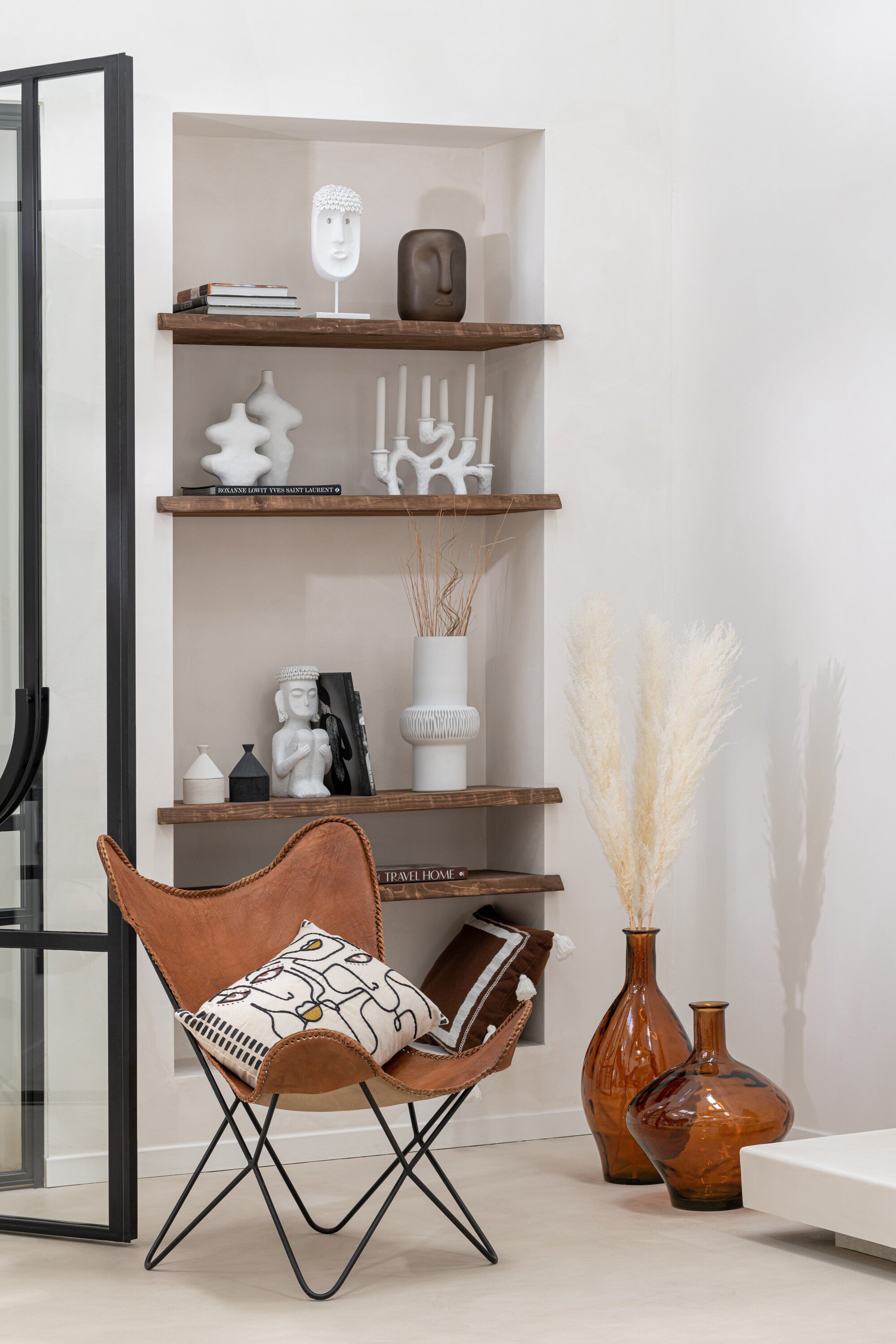 J-Line vaas Hoog - glas - bruin - 60.00 cm hoog