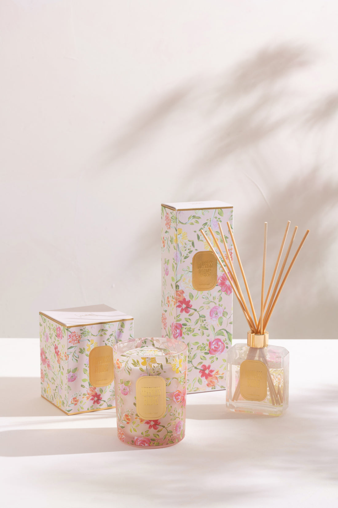 J-Line geurkaars Happiness Blooms - Rain Reef - roze - L -70U