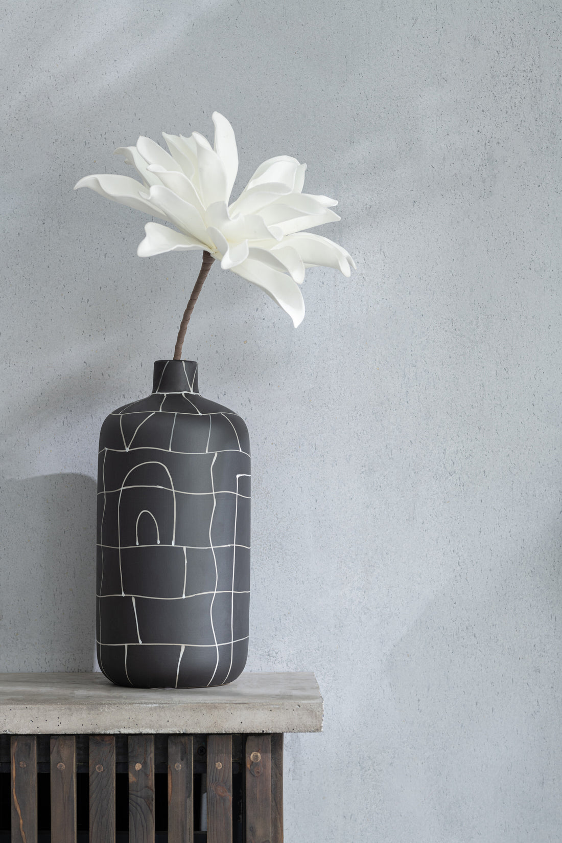 J-Line Bloem Tak Korte Bladeren 1 Kop Eva Wit