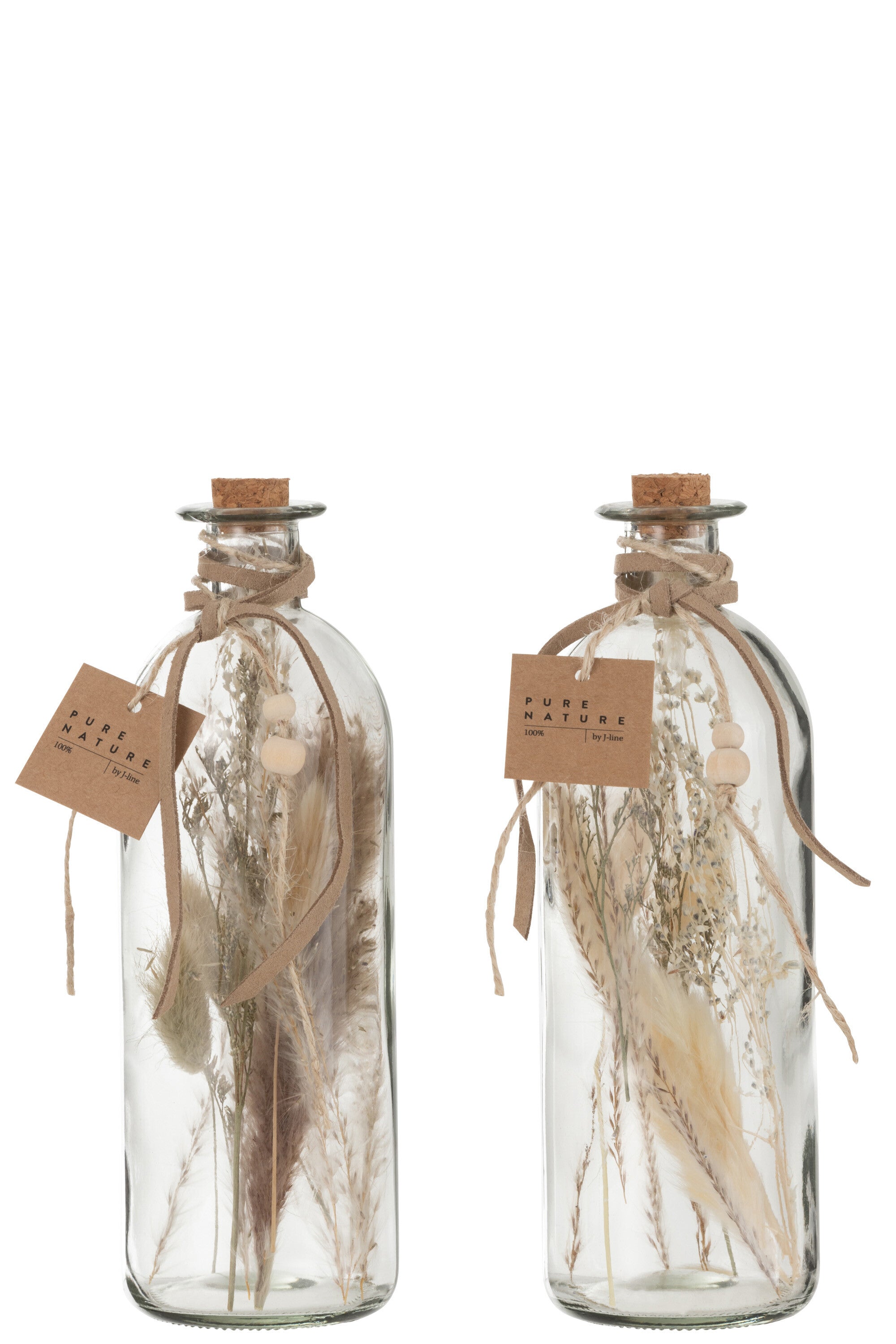 Flessen met gedroogde bloemen Glas Natuurlijke Grote Assortiment Van 2