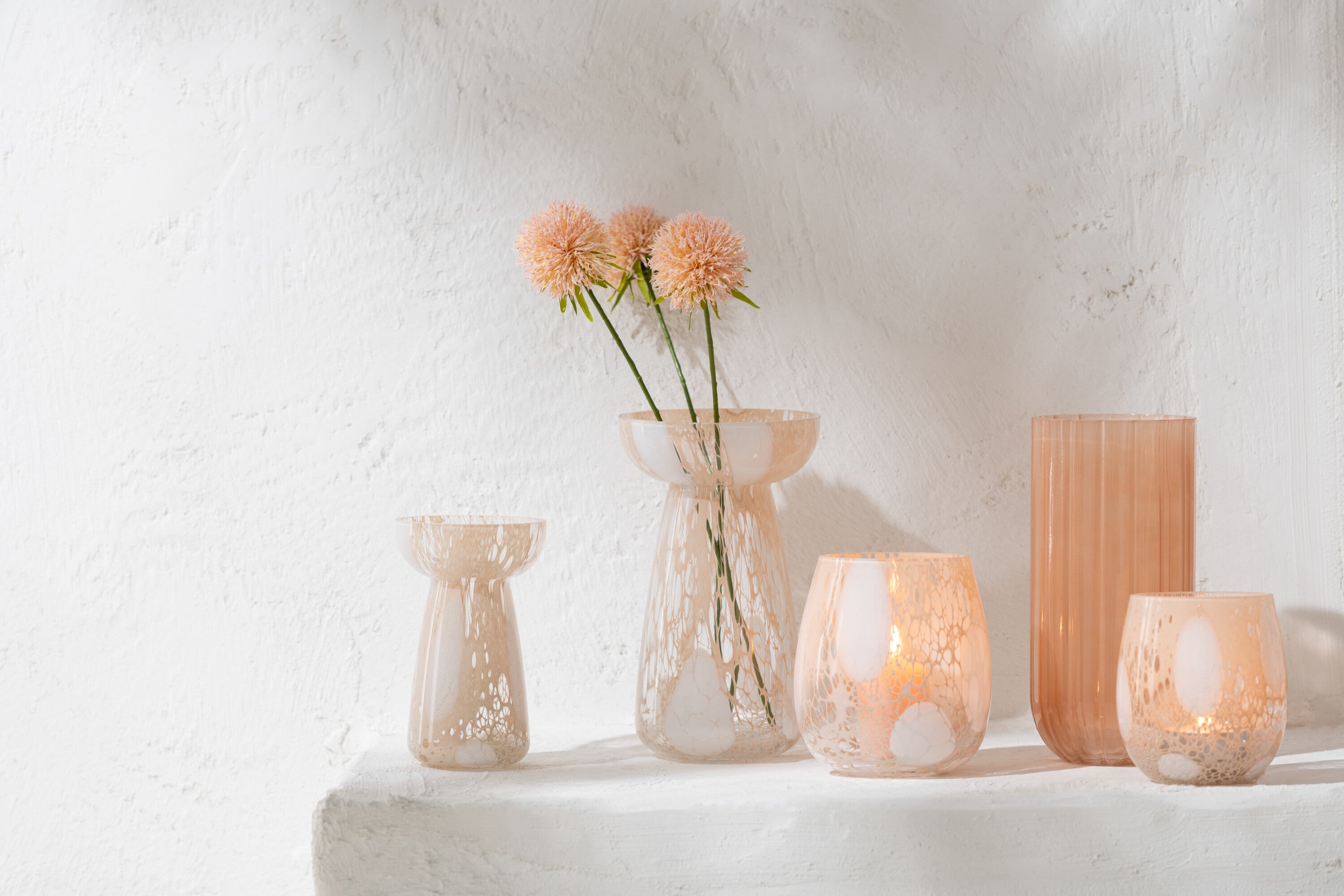 J-Line Bloem Allium 3 Stuks Plastiek Roze Perzik L