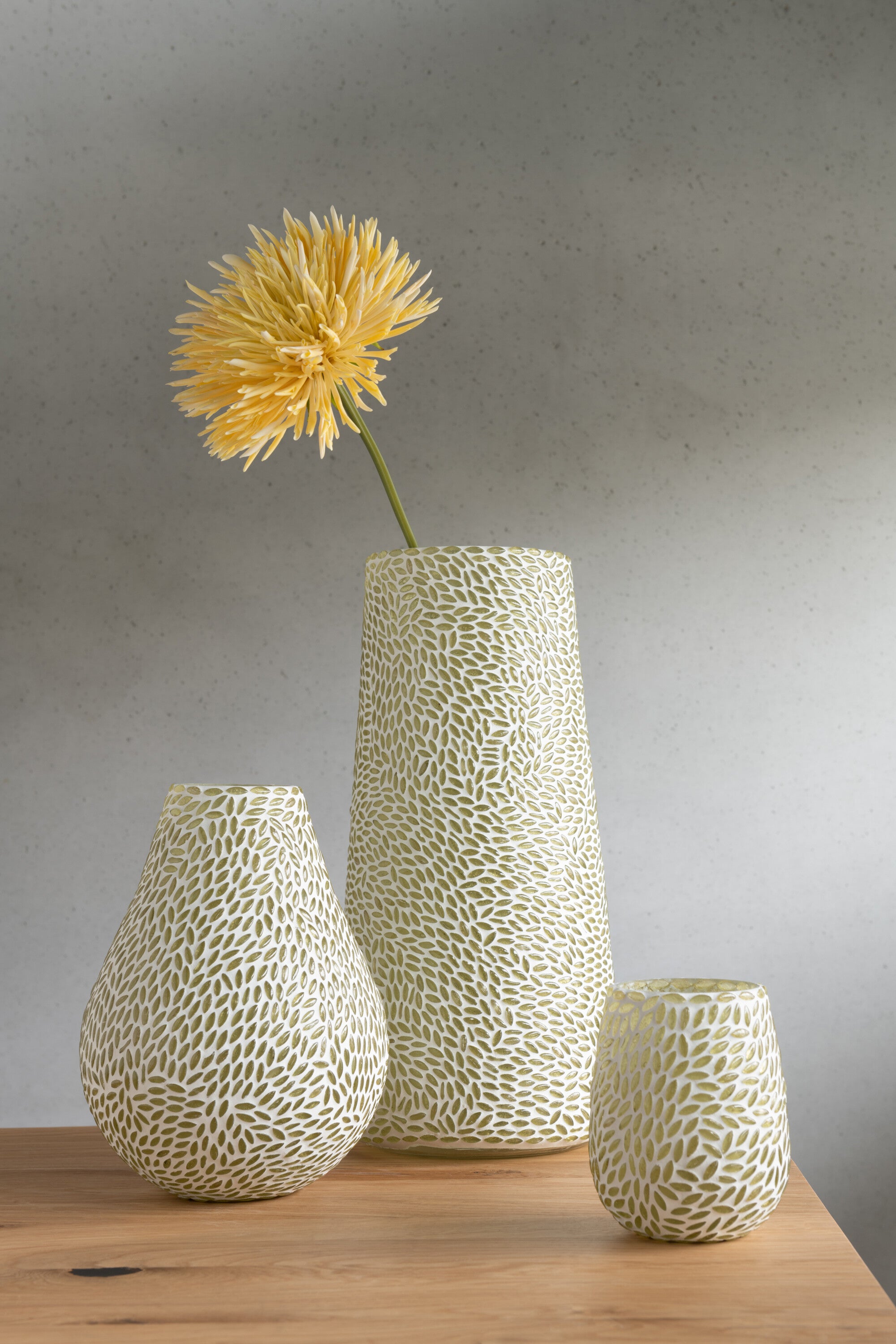 J-Line Chrysant Mini Plastiek Licht Geel