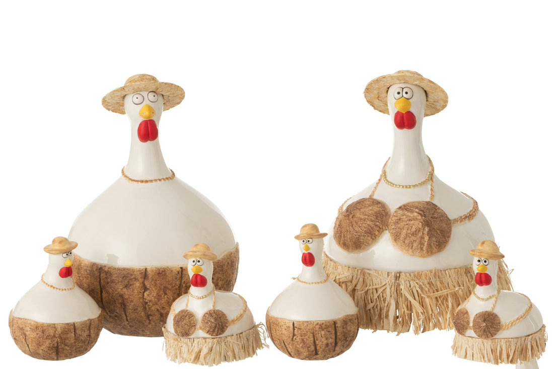 Kip Kokos Keramiek Wit/Natuurlijk Groot Assortiment Van 2