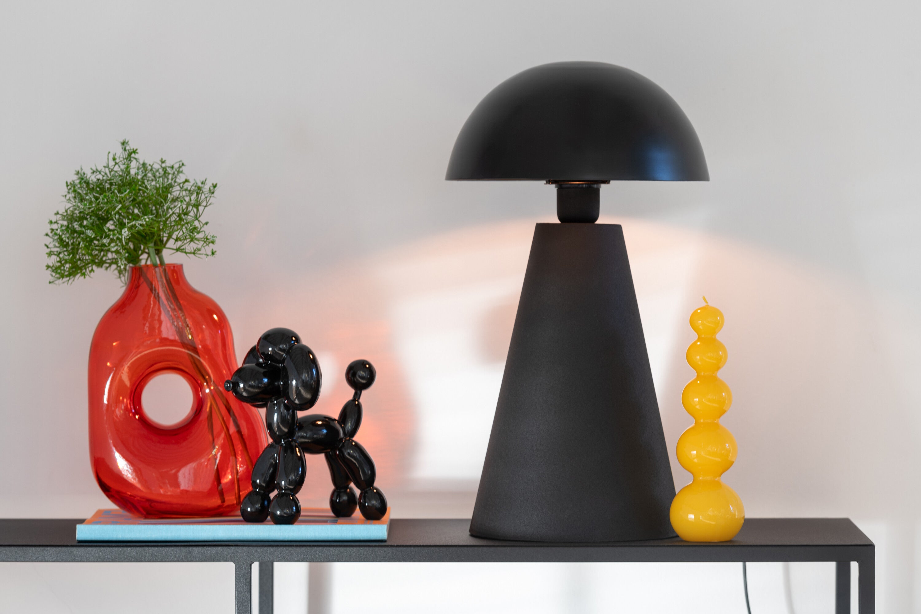 J-Line Tafellamp Paddenstoel Metaal Mat+Blinkend Zwart