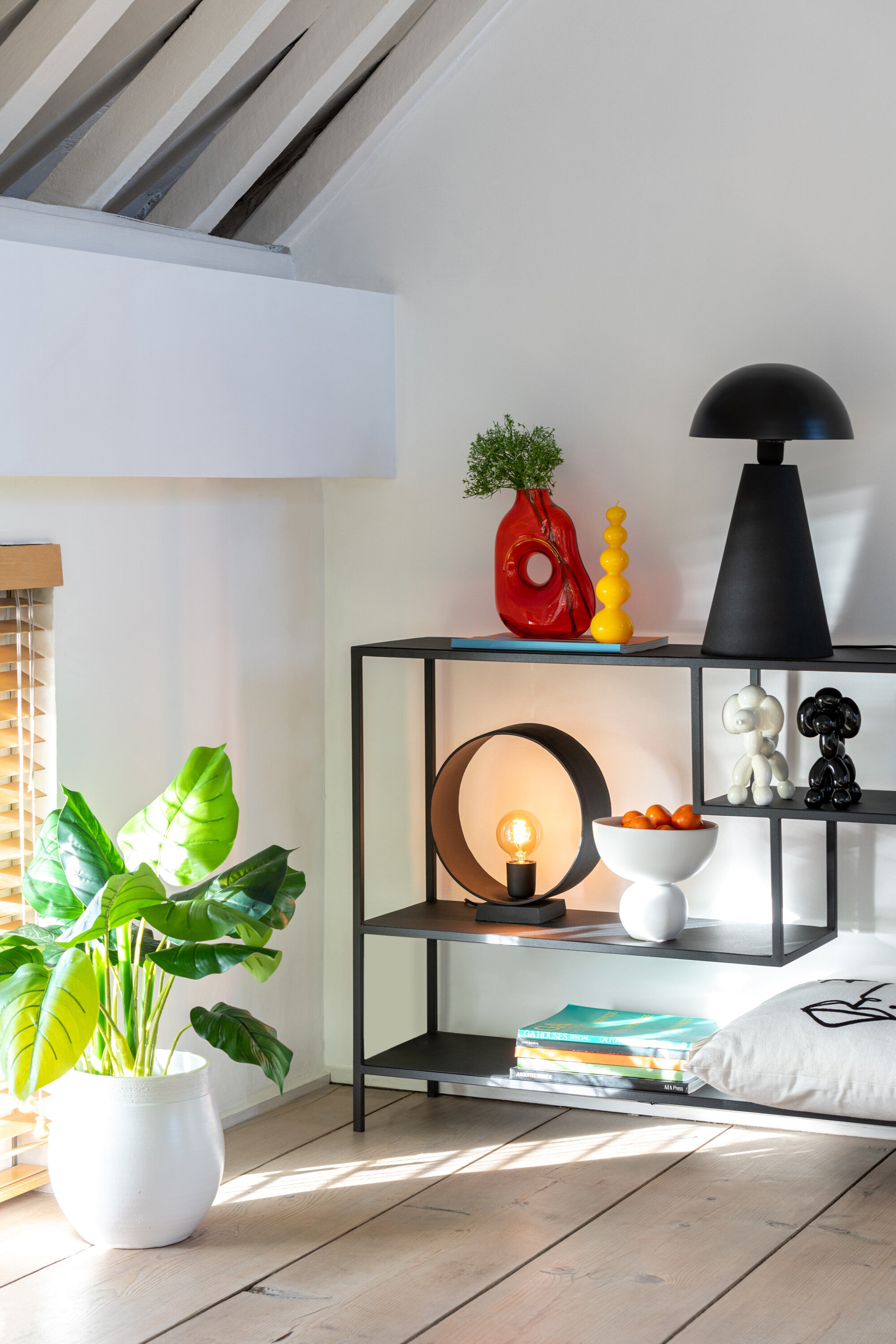 J-Line Tafellamp Paddenstoel Metaal Mat+Blinkend Zwart