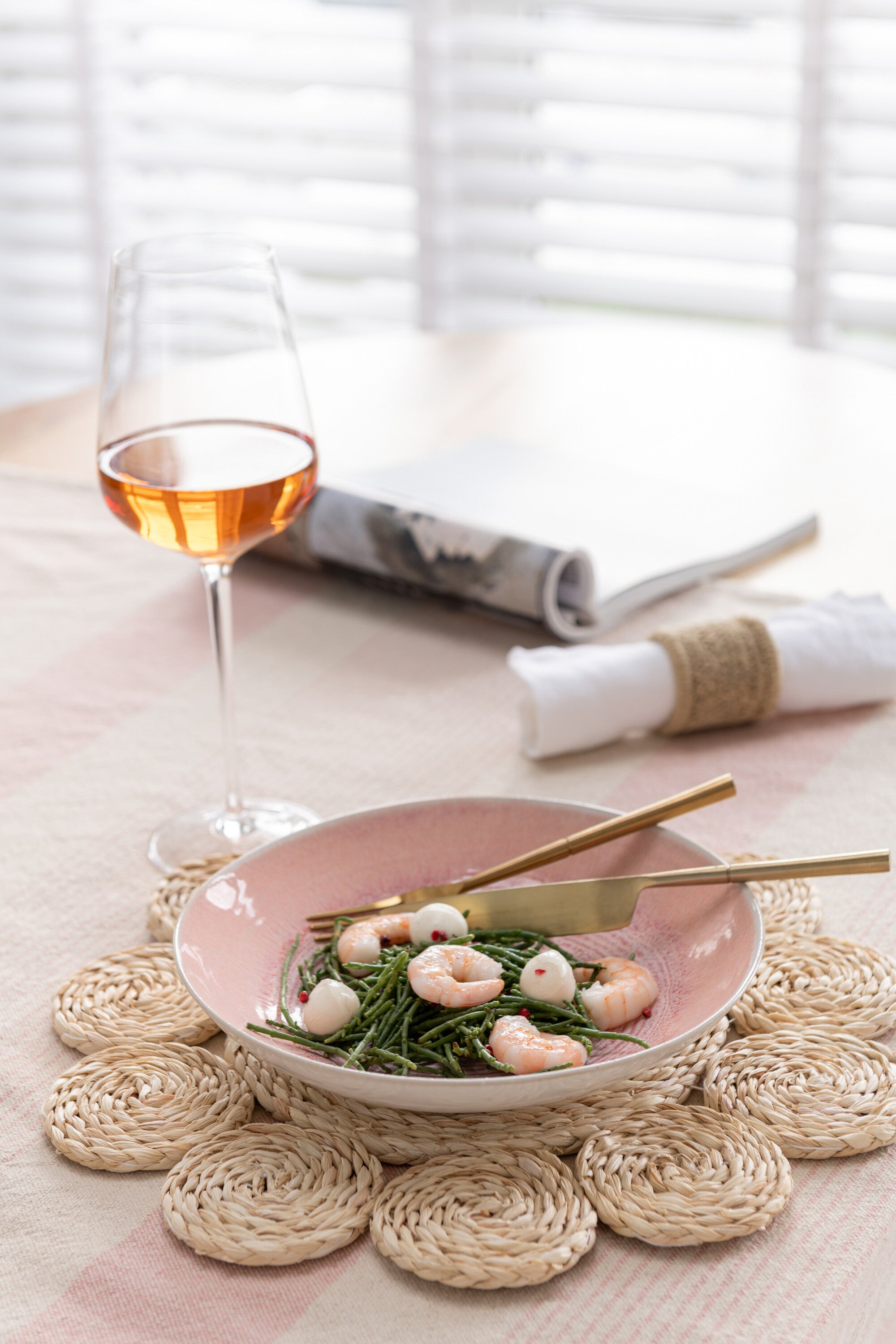 J-Line Rond Bloem placemat - jute - naturel