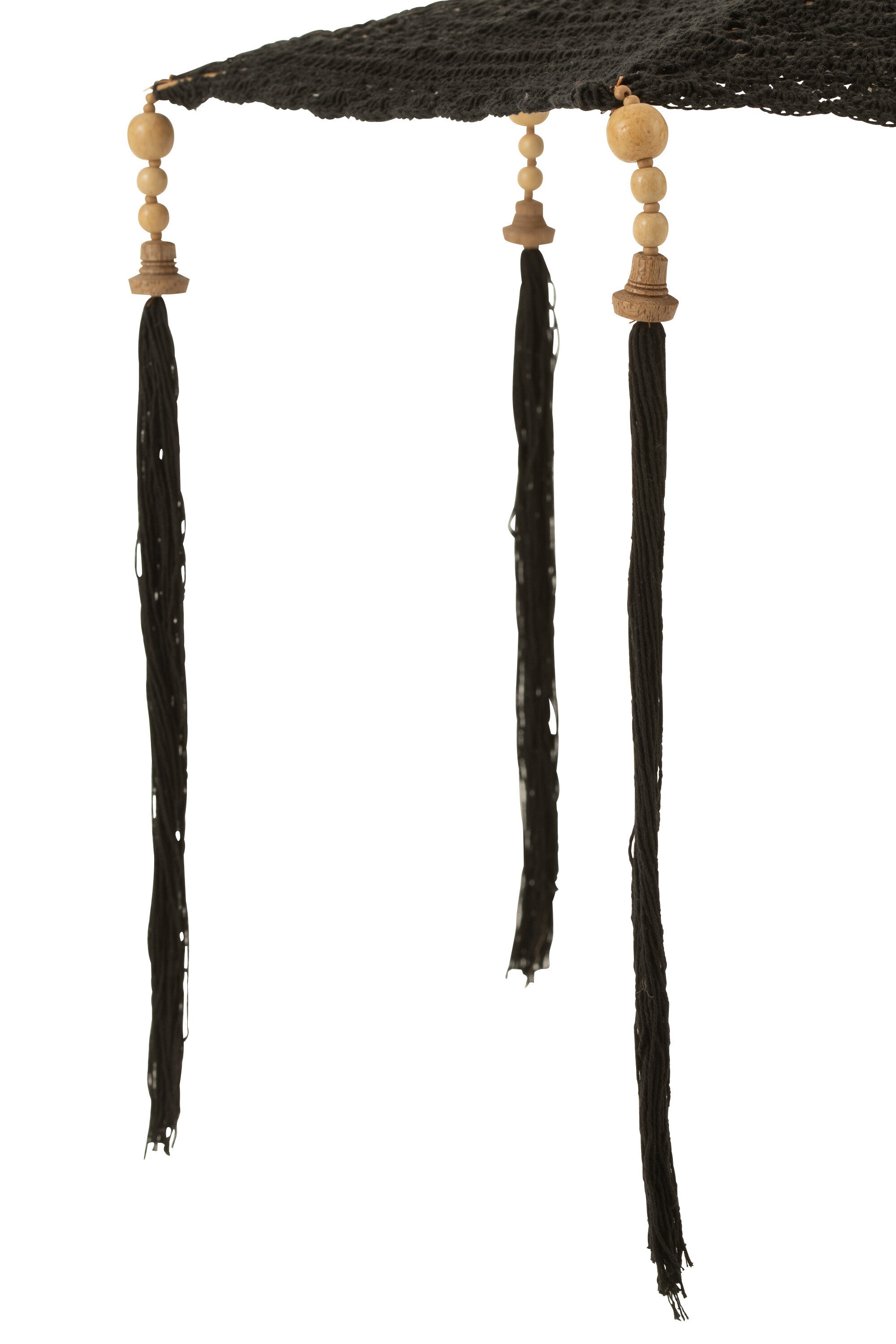 Parasol Kwastjes+Voet Katoen/Hout Zwart Klein