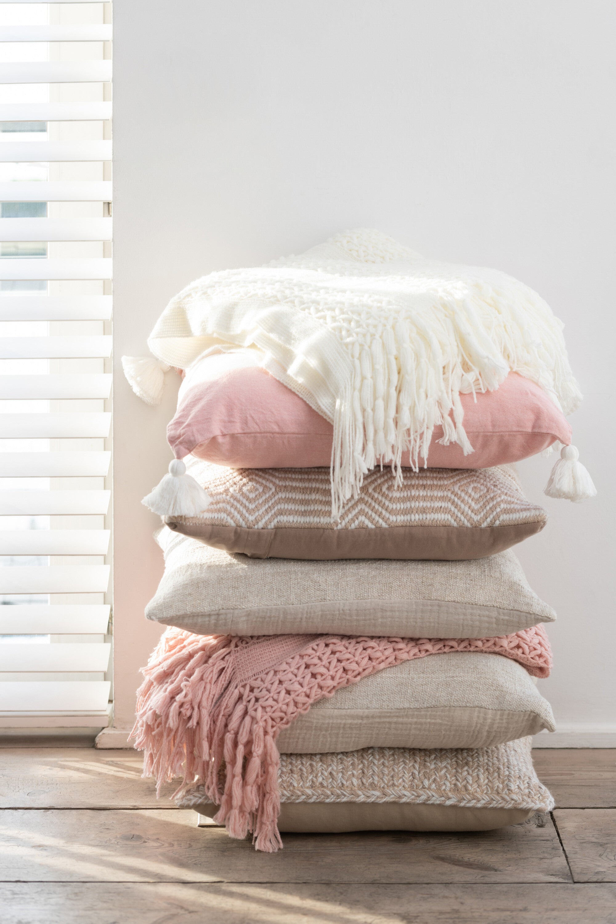 Geruit Gebreid Acryl Wit