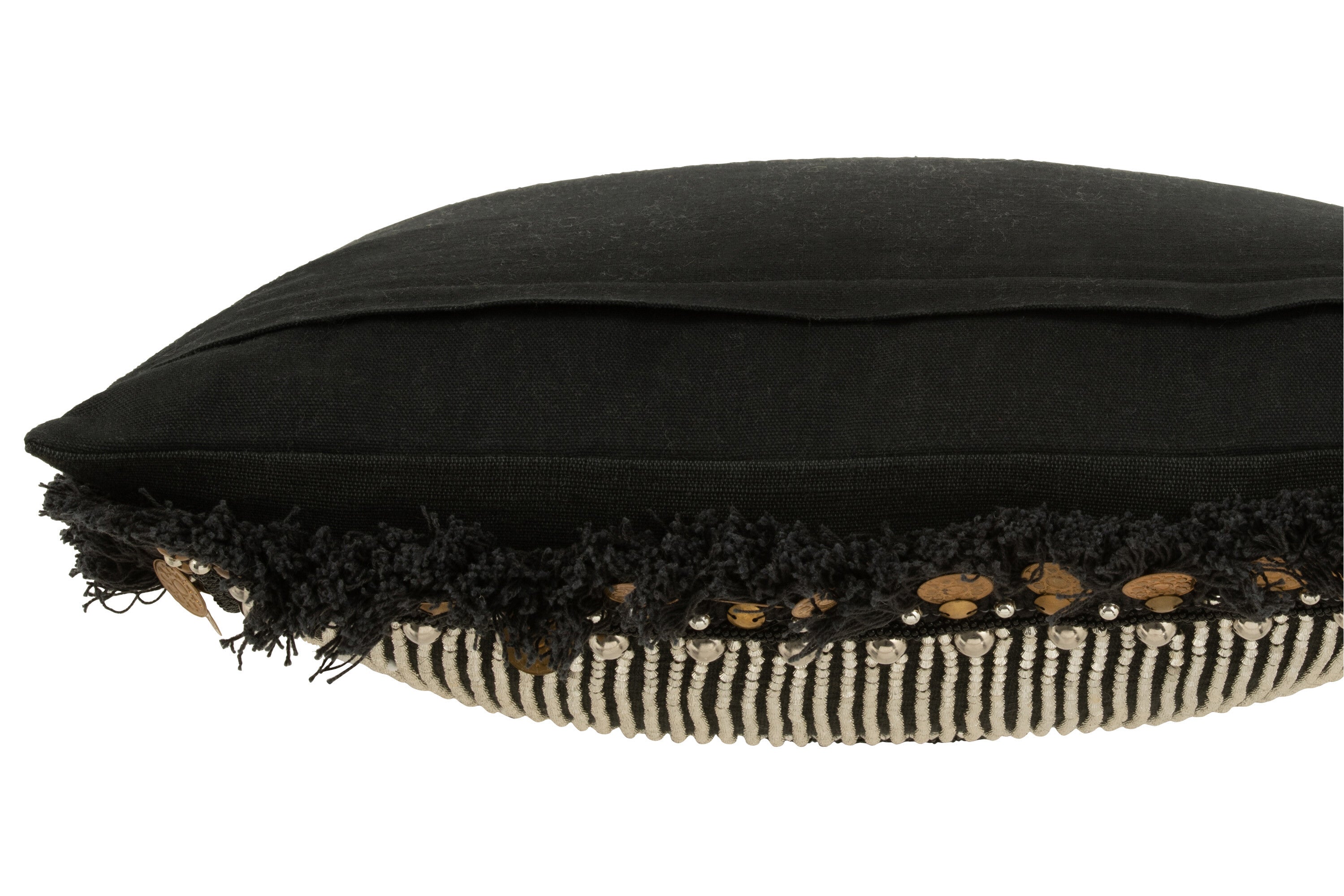 J-Line kussen Ibiza - textiel - zwart