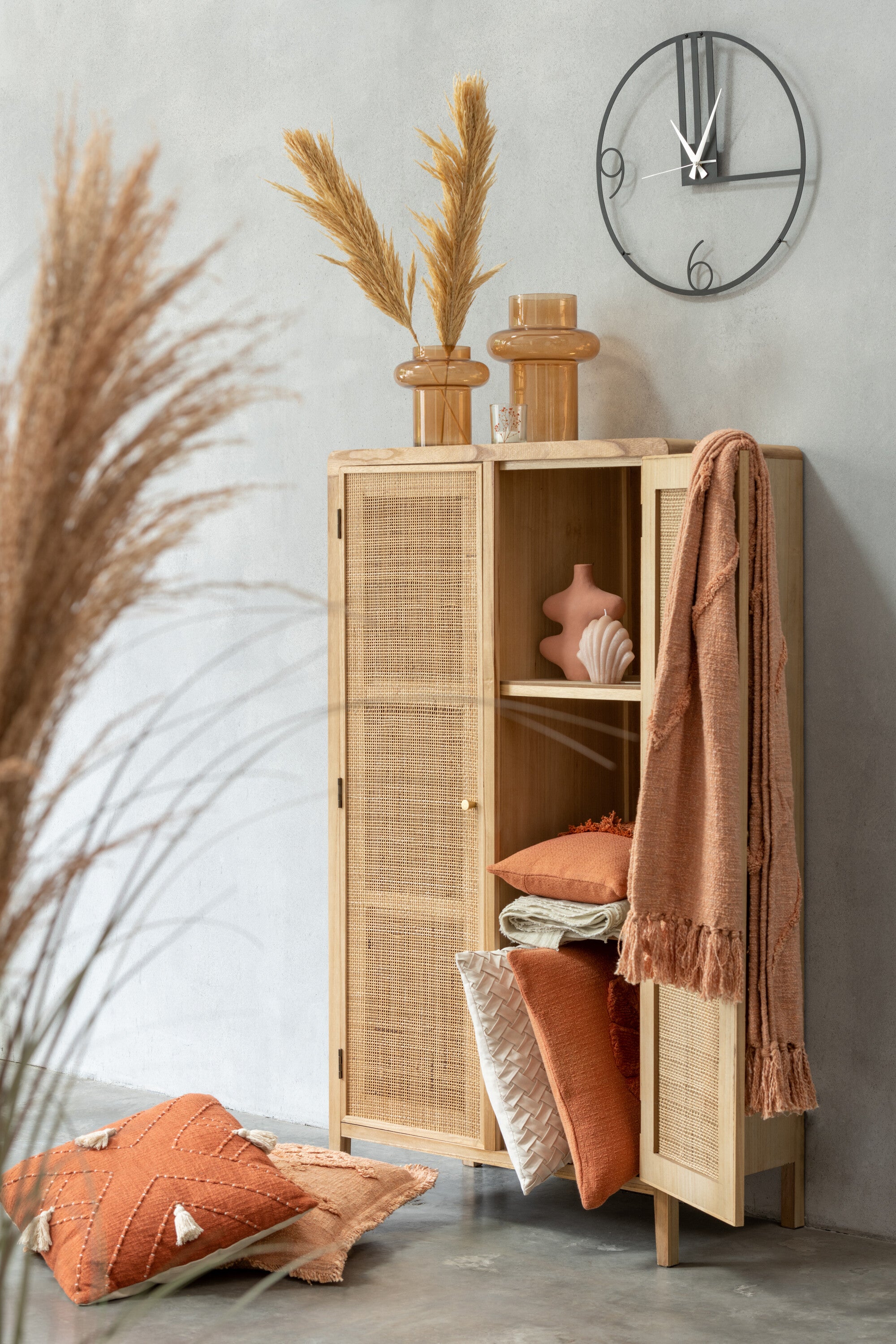 J-Line Plaid - katoen - zalm - 190 x 56 cm