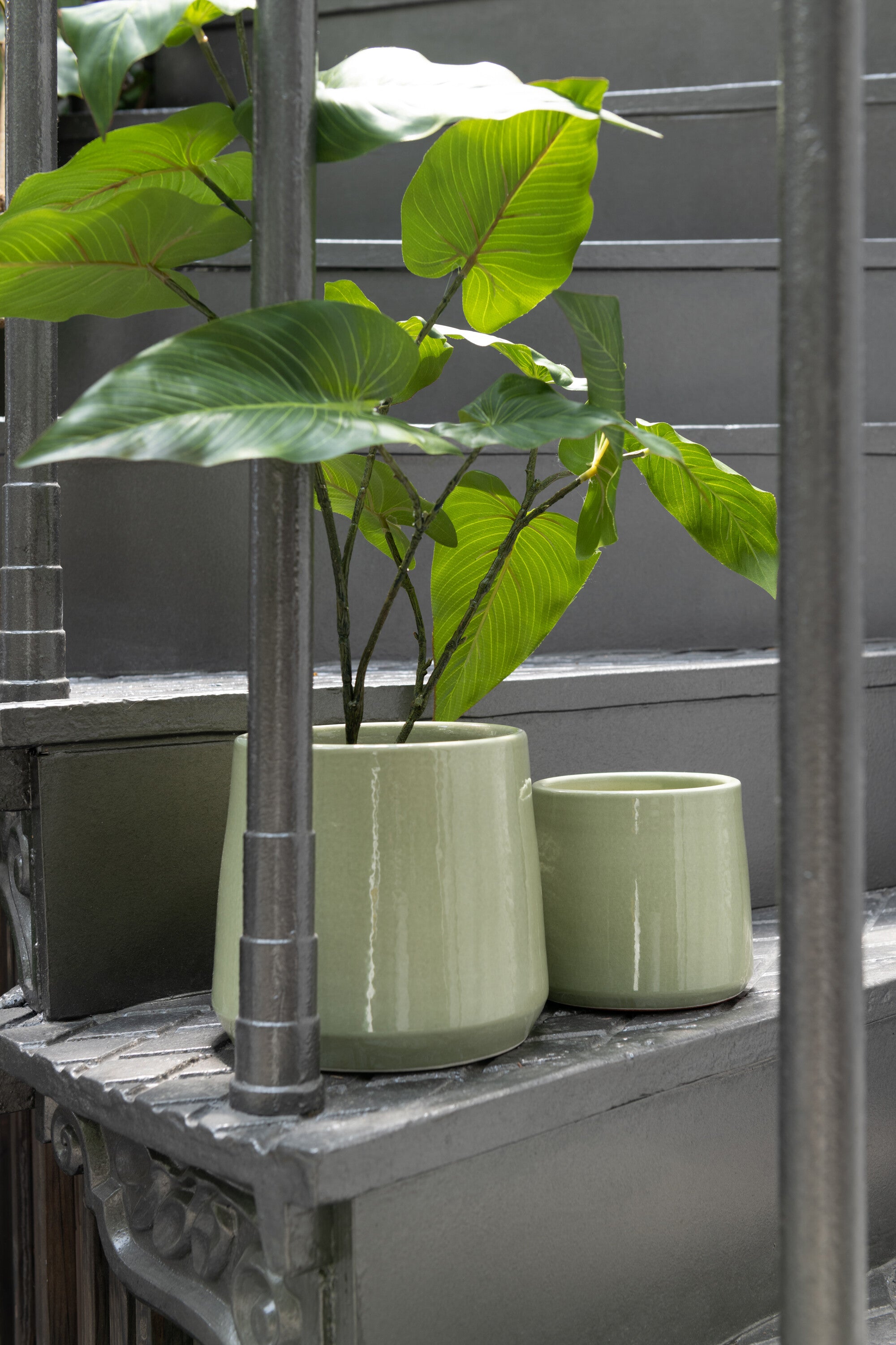 J-Line Bloempot Rond Keramiek Groen Small