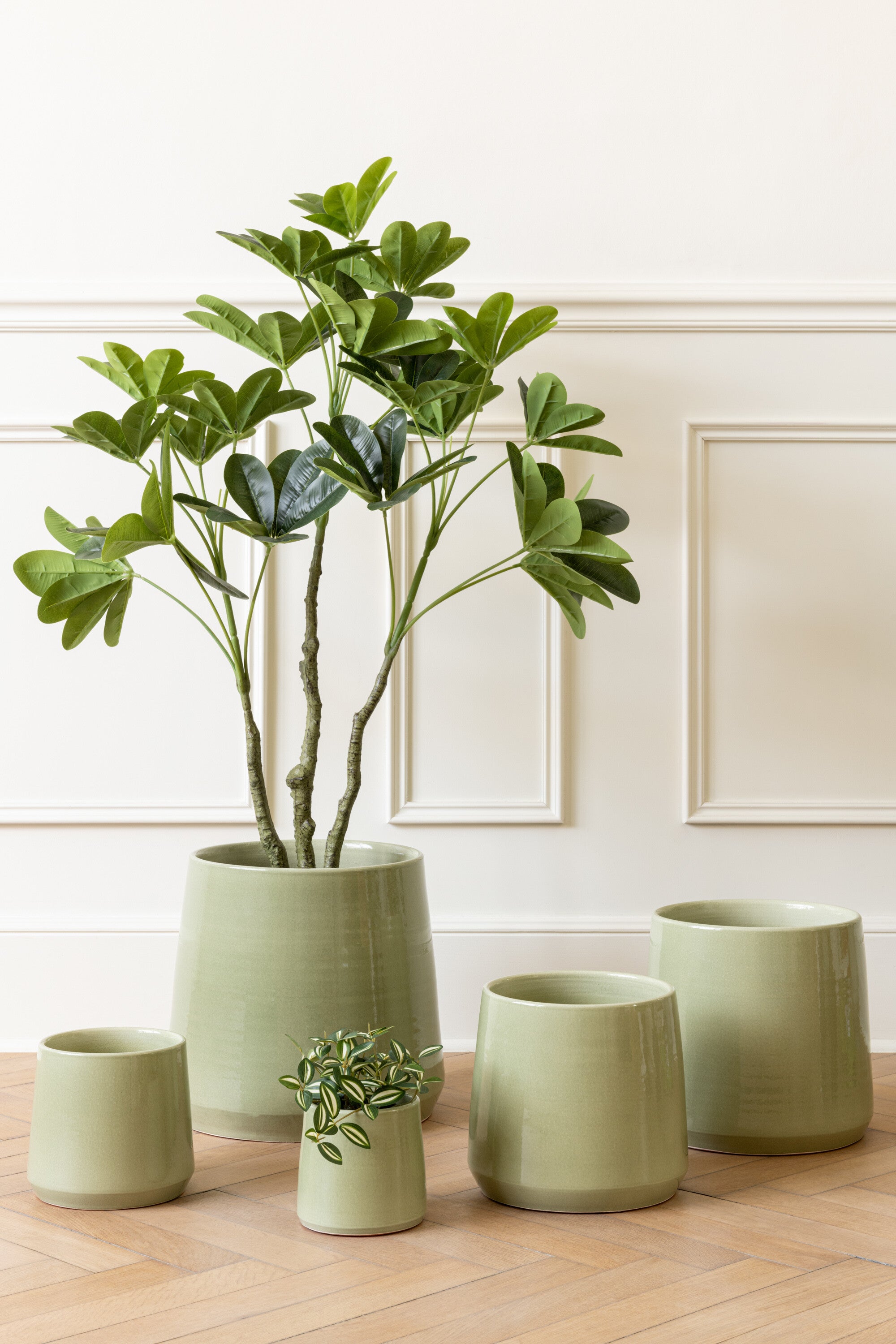 J-Line Bloempot Rond Keramiek Groen Medium