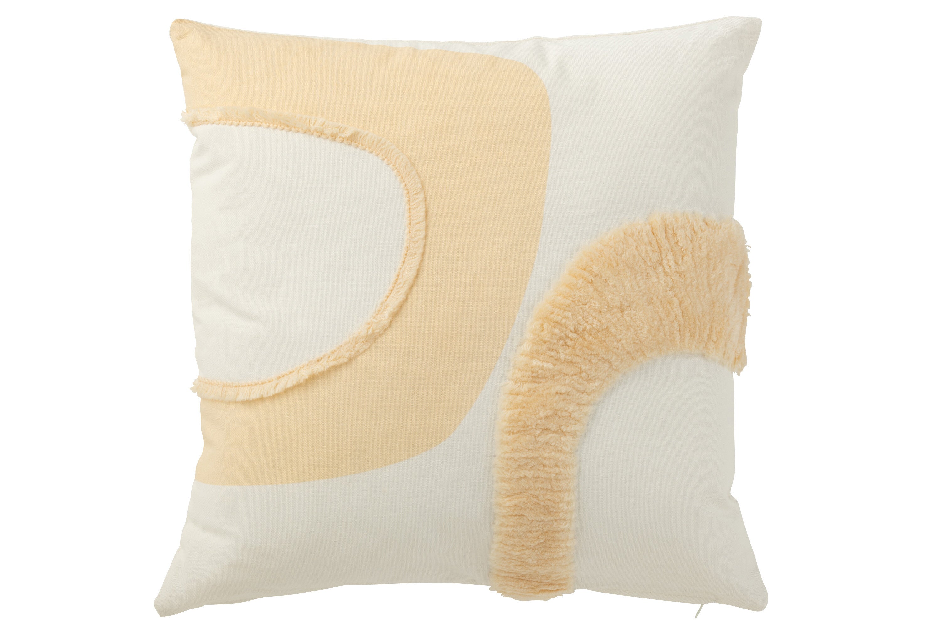 J-Line Kussen Cirkel Textiel Wit/Beige