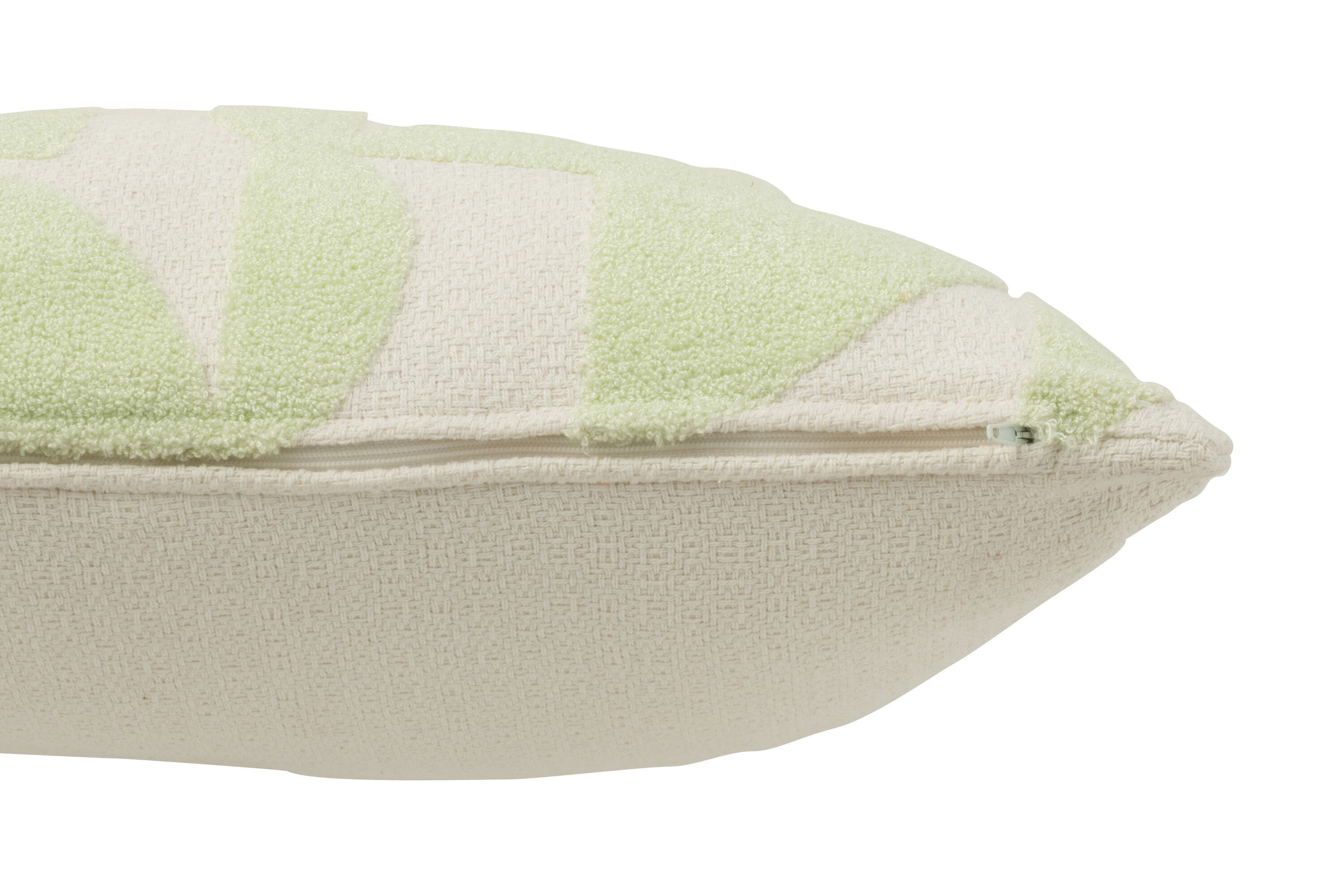 J-Line Kussen Geo Textiel Wit/Muntgroen