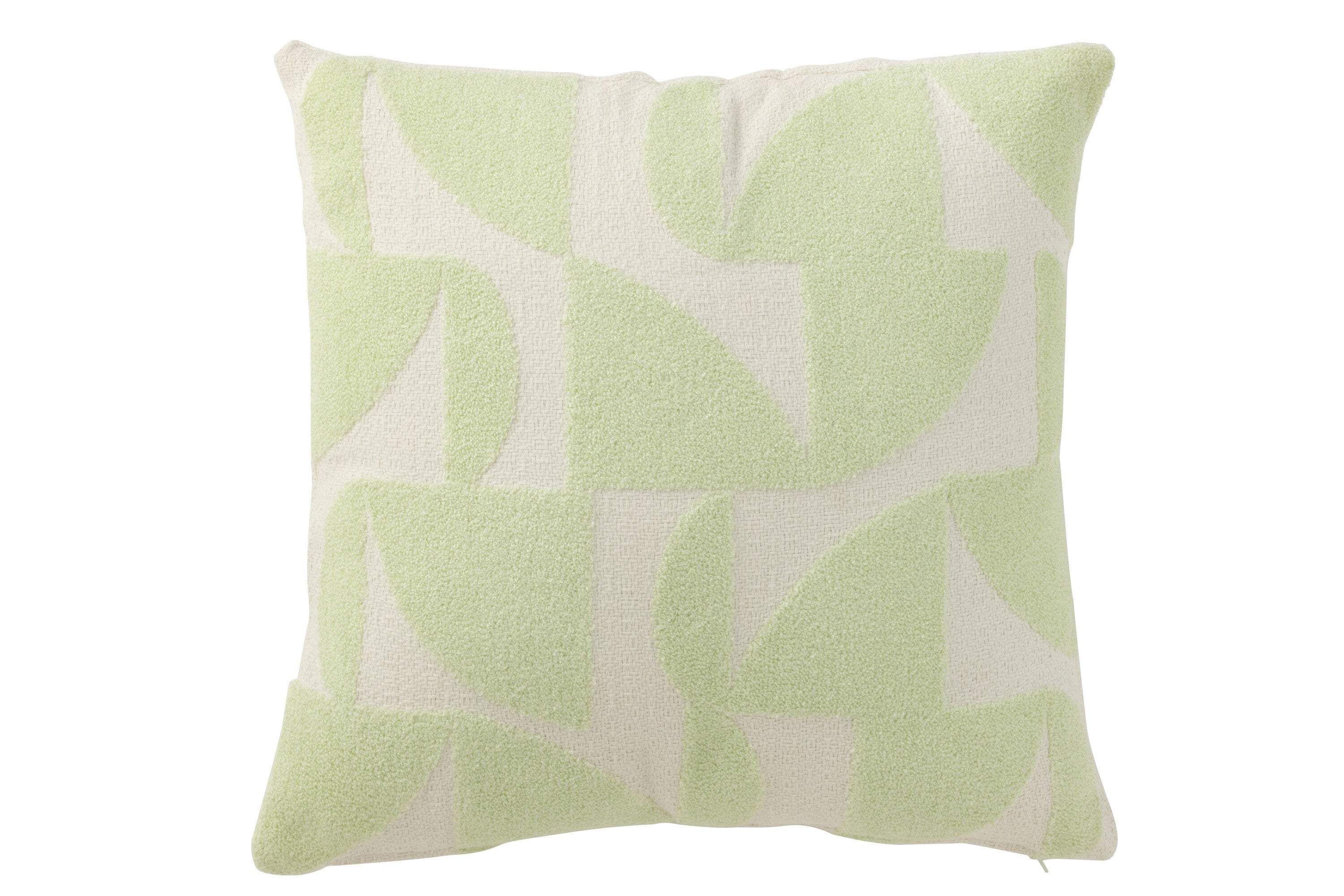 J-Line Kussen Geo Textiel Wit/Muntgroen