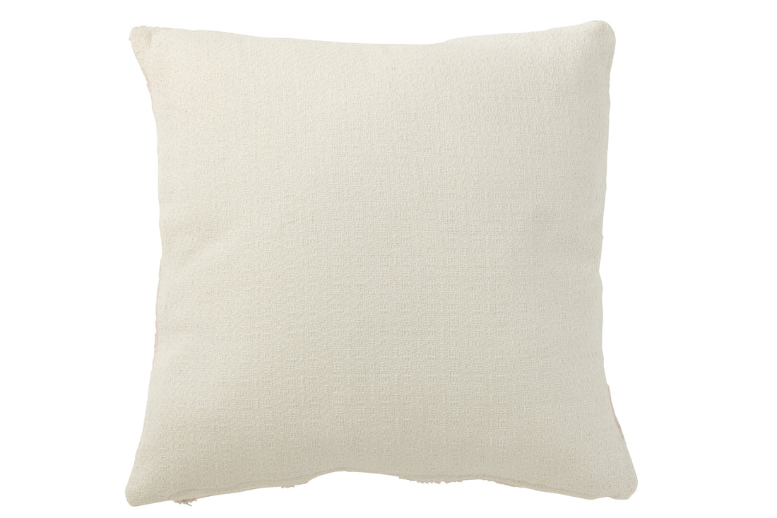 J-Line Kussen Geo Textiel Wit/Lichtroze