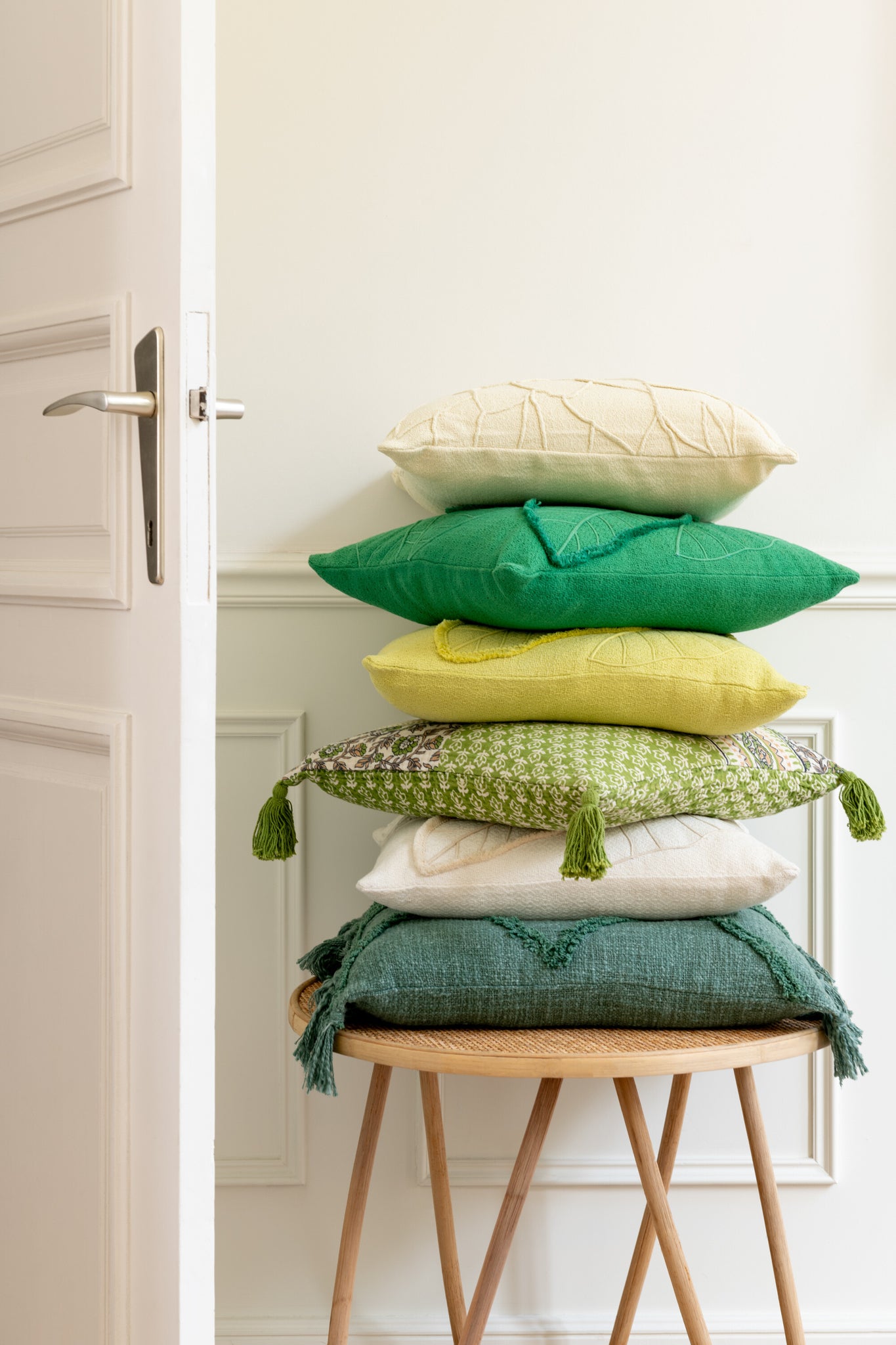 J-Line kussen Bloem - textiel - wit