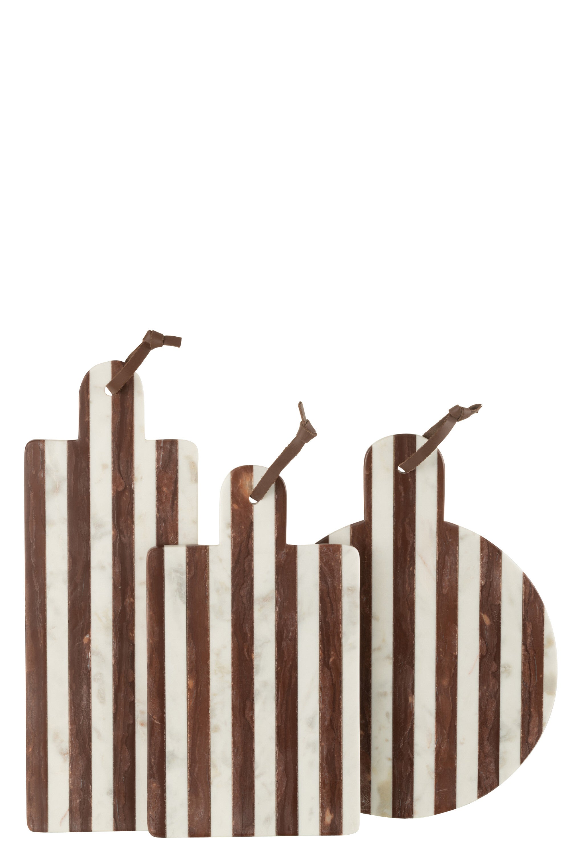 J-Line Rond Streep Marmer snijplank - steen - wit/bruin