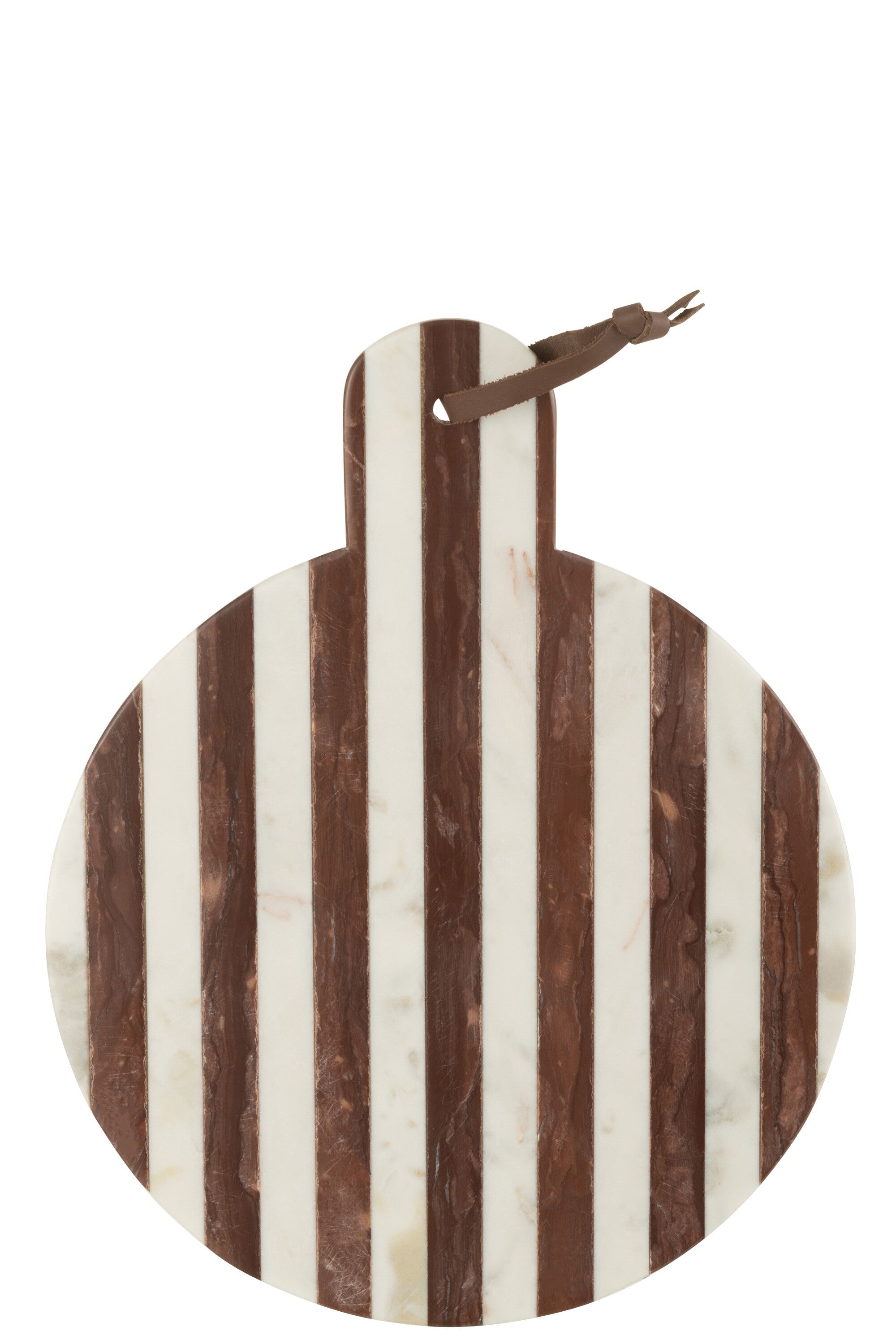 J-Line Rond Streep Marmer snijplank - steen - wit/bruin