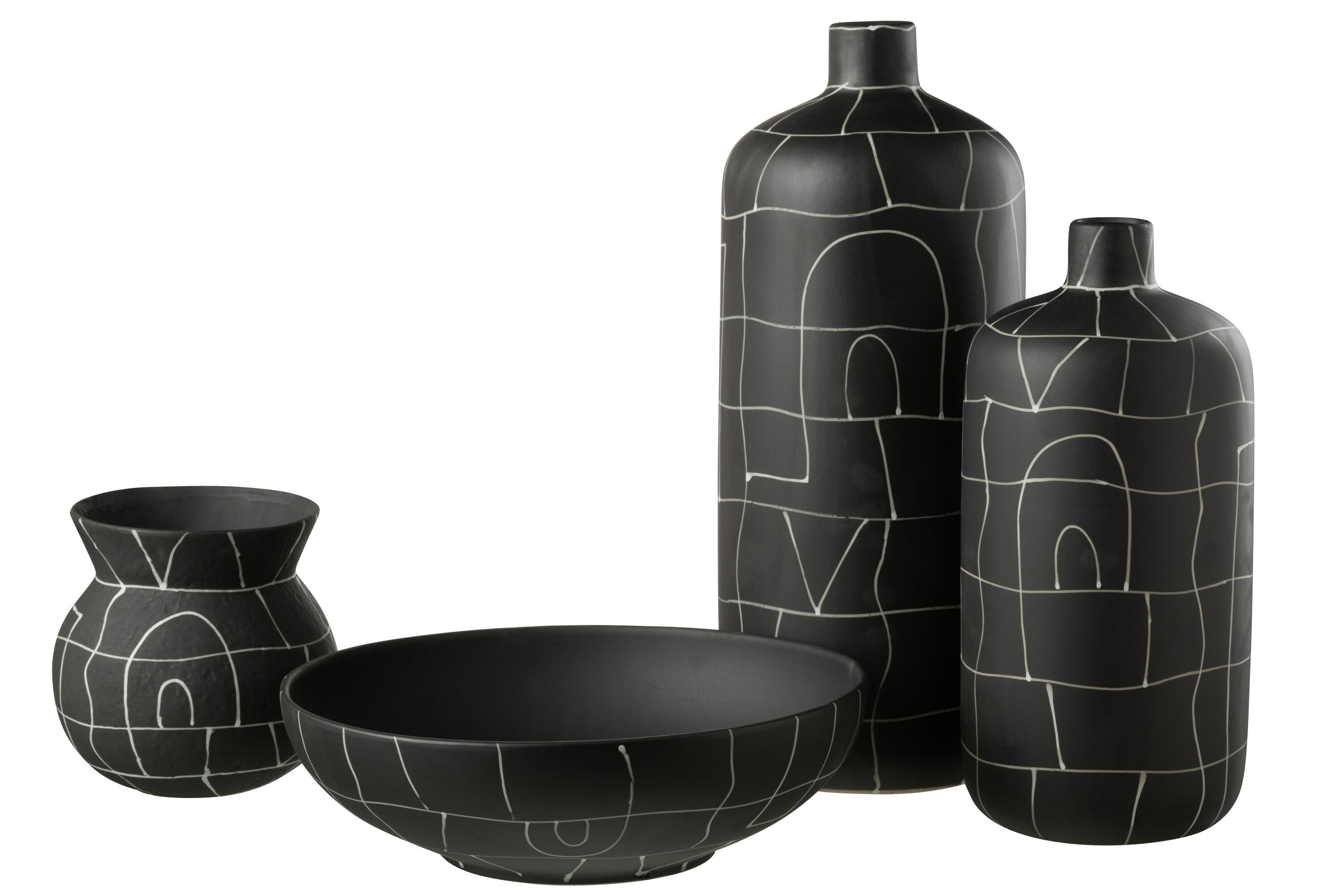 J-Line vaas Fles Japan - keramiek - zwart - large