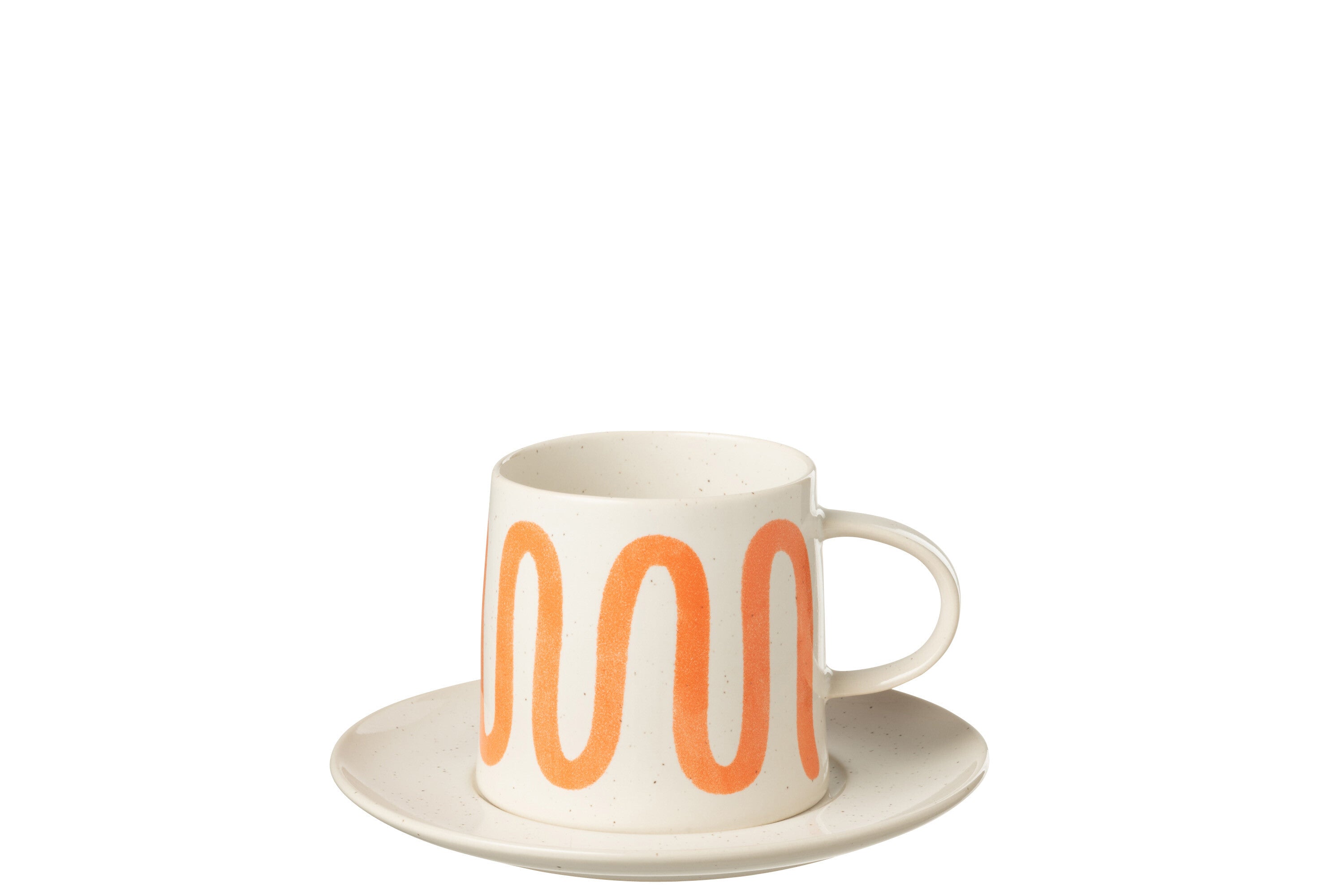 J-Line Mok + Bordje Curve Porselein Oranje