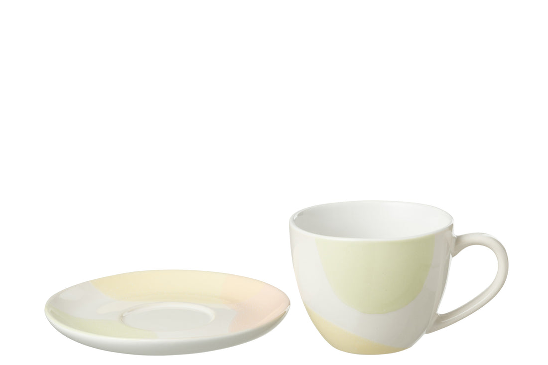 J-Line Mok + Bordje Vlek Porselein Mix