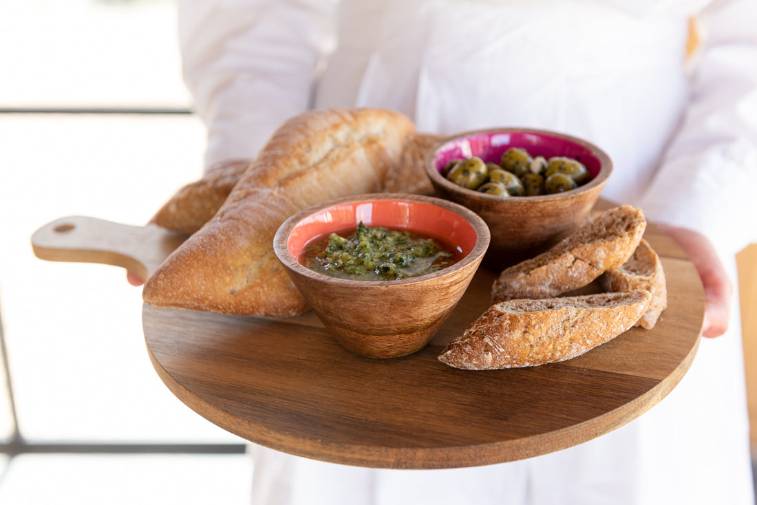 J-Line kom Kos - hout - fuschia - small