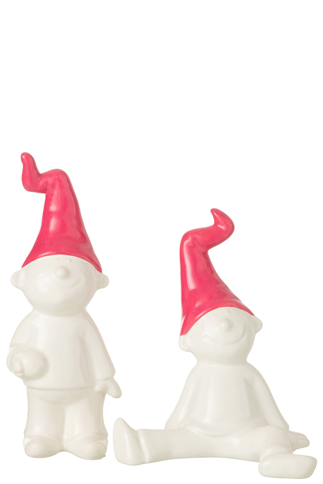 J-Line Kabouter Staand Keramiek Wit/Fuschia Small