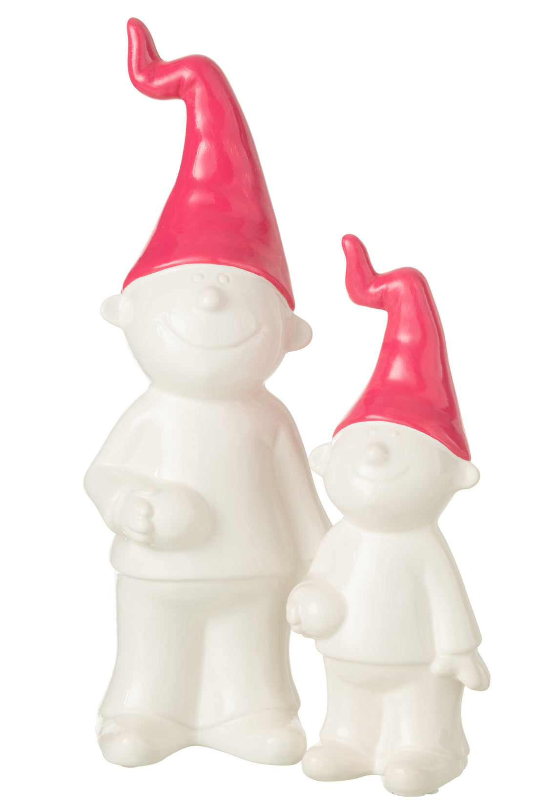 J-Line Kabouter Staand Keramiek Wit/Fuschia Large