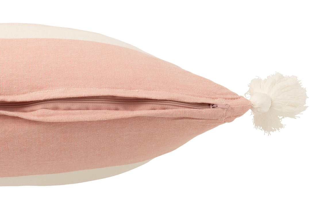 J-Line kussen Mik - katoen - wit/roze