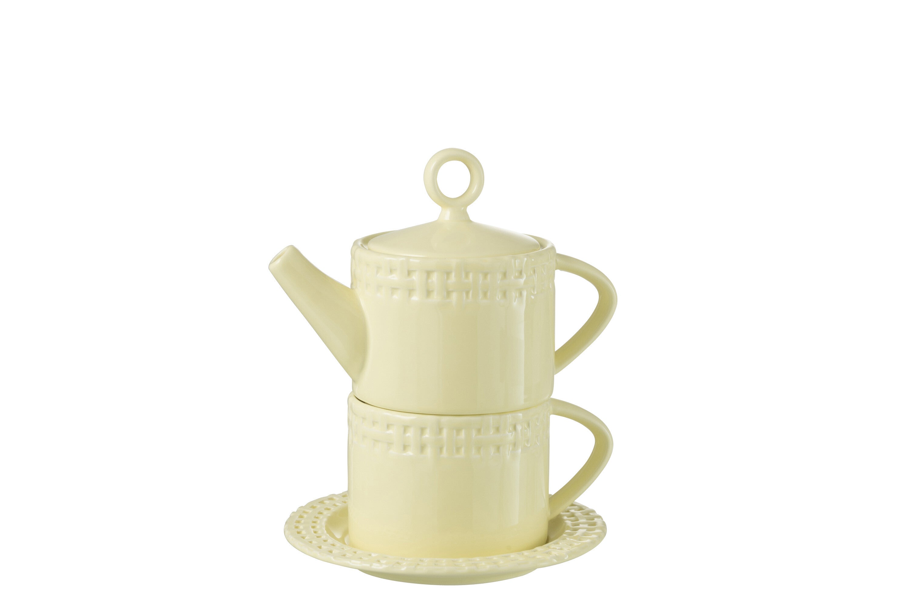 J-Line theepot/ theekop - keramiek - geel