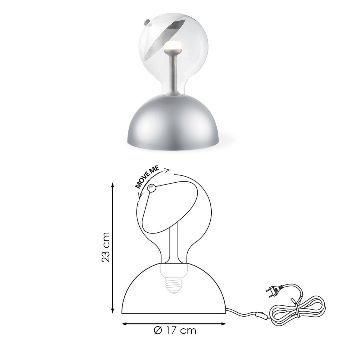 Hanglamp Move Me Bumb Cone 5.5W 2700K grijs-zilver-wit