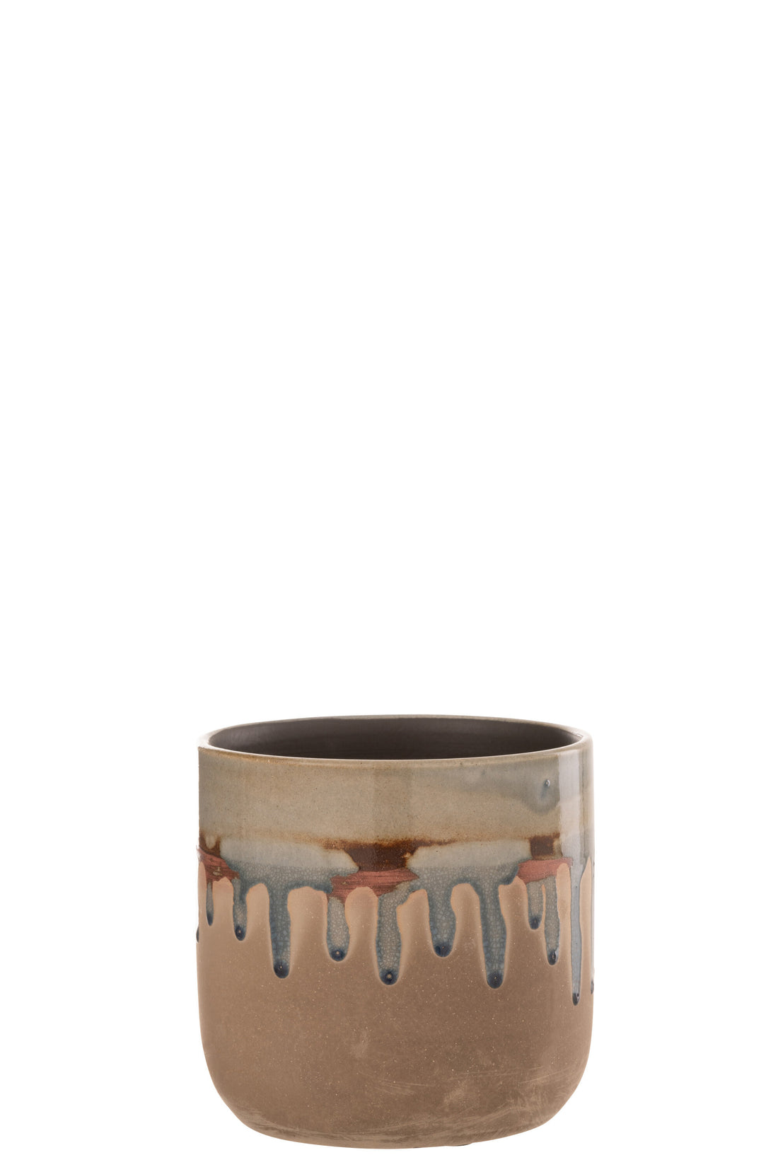 J-Line Bloempot Druppel Keramiek Beige/Grijs klein