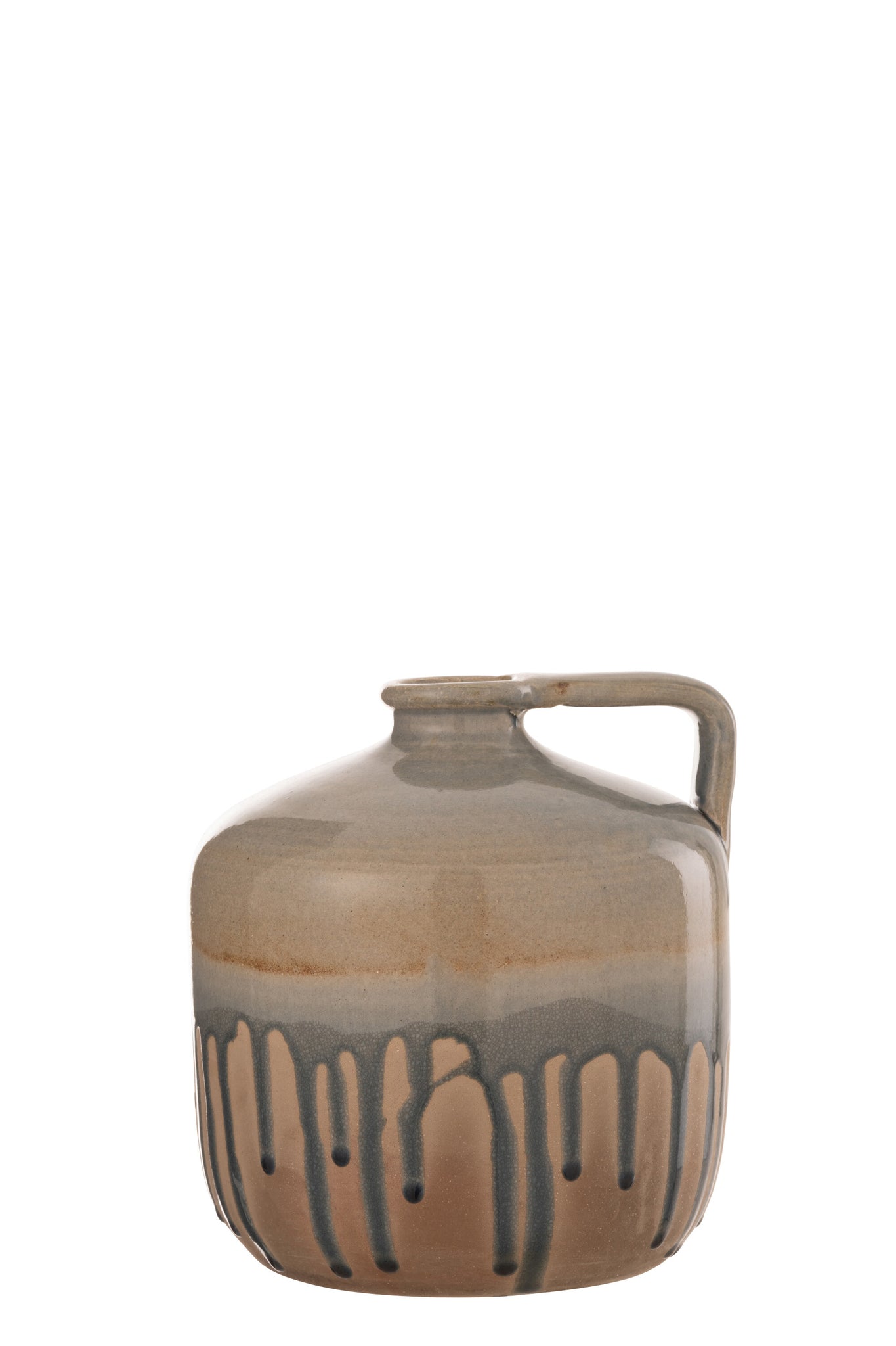 J-Line Kruik Handvat Keramiek Beige/Grijs Small - 21.00 cm hoog