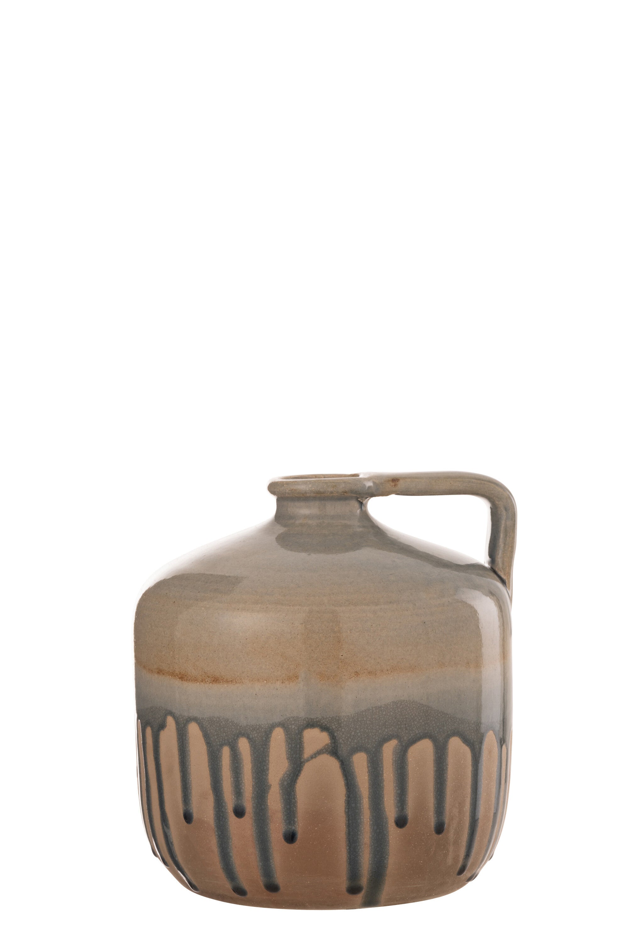 J-Line Kruik Handvat Keramiek Beige/Grijs Small - 21.00 cm hoog
