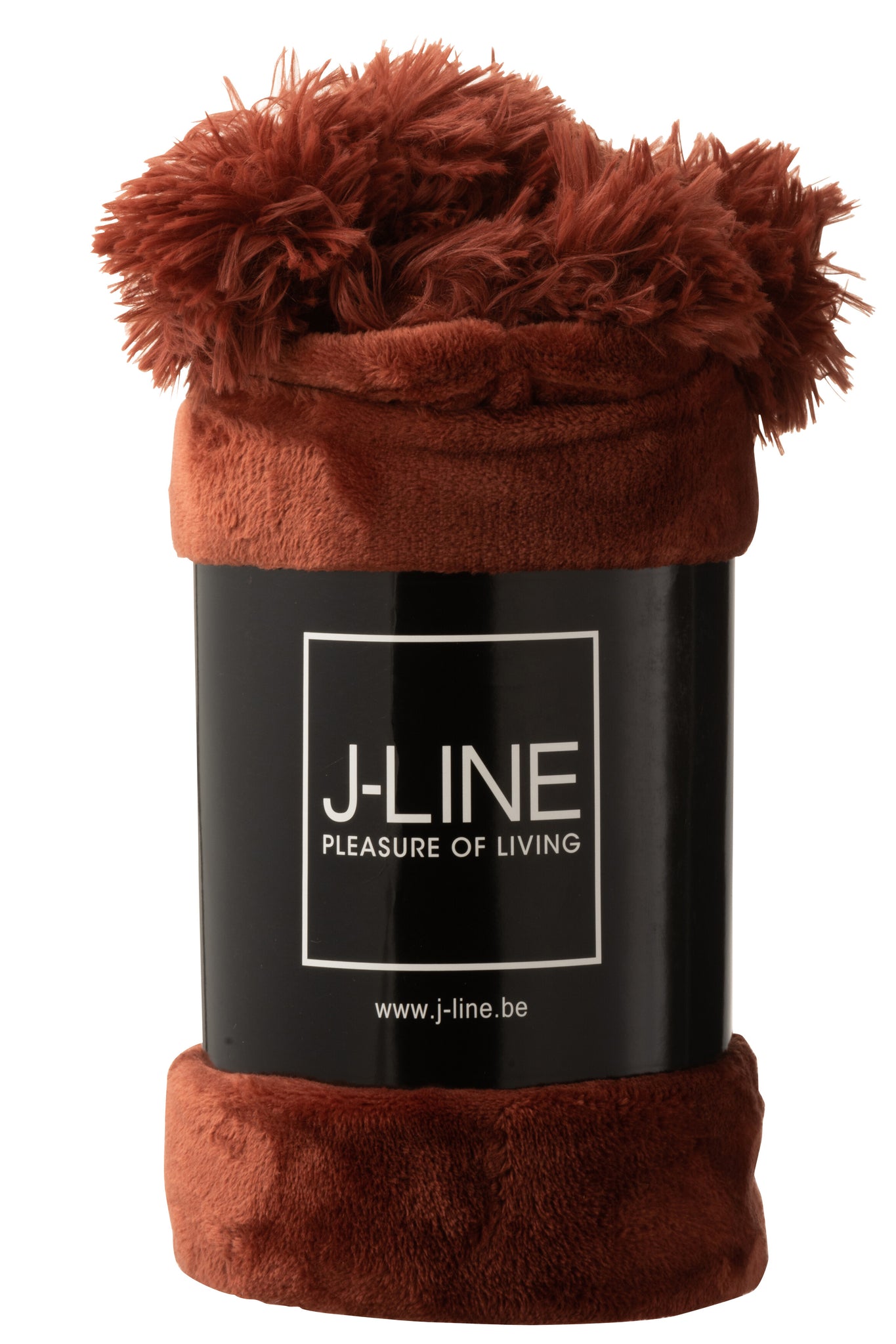 J-Line Plaid Pompon - polyester - Marsala rood - 170 x 130 cm