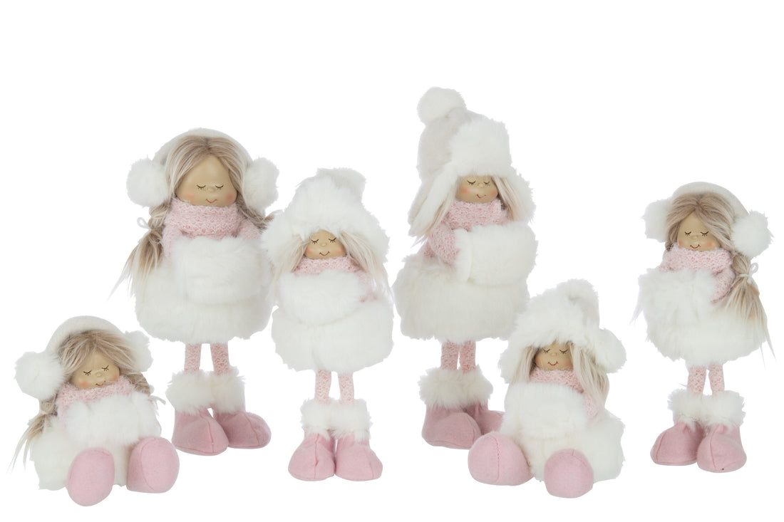 Meisjes Staande Hoed Bont Polyester Wit/Roze Grote Assortiment Van 2