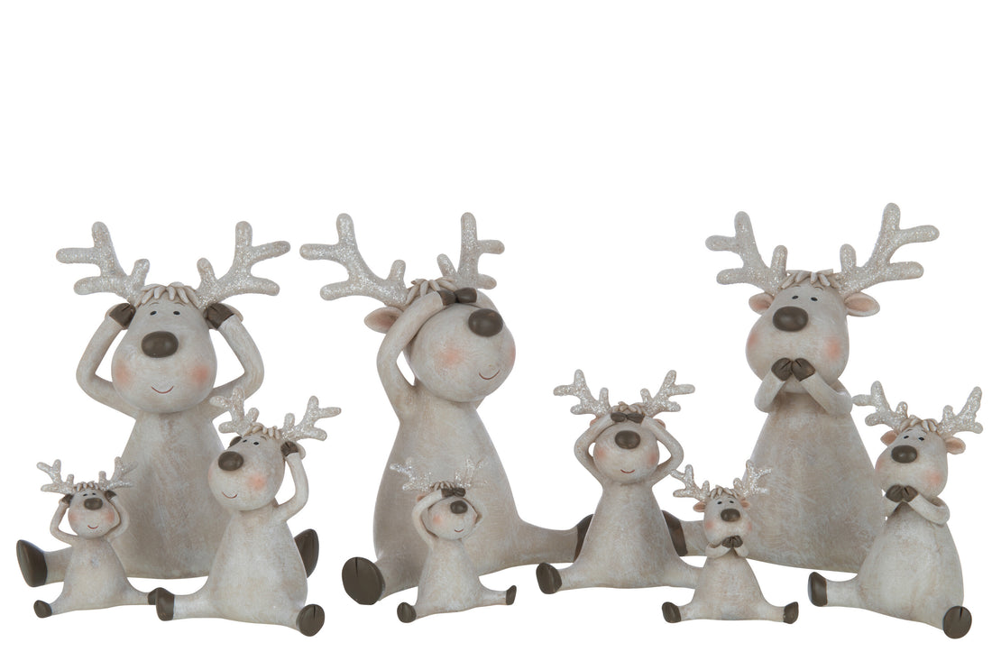 Herten Zien/Horen/Spreken Zittend Hars Bruin Groot Assortiment Van 3