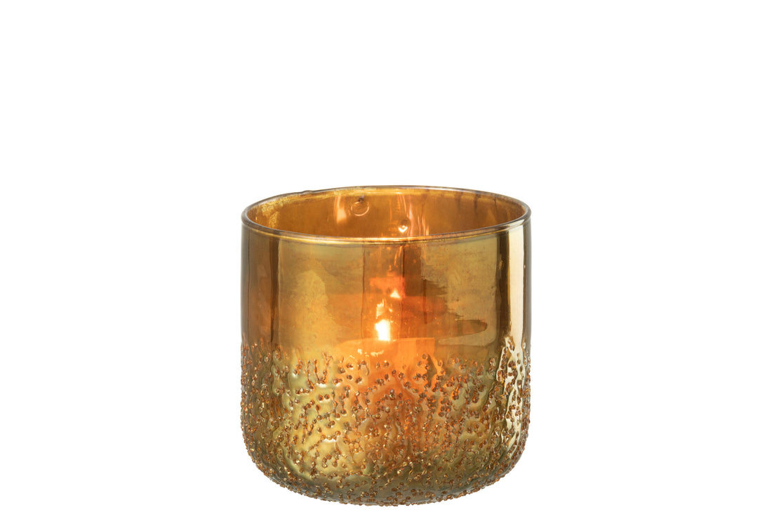 J-Line lantaarn spiegel goud glas medium