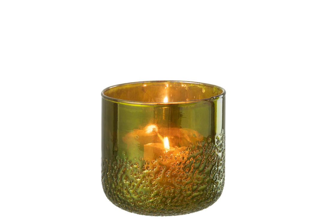 J-Line Lantaarn Spiegel Groen Glas Medium