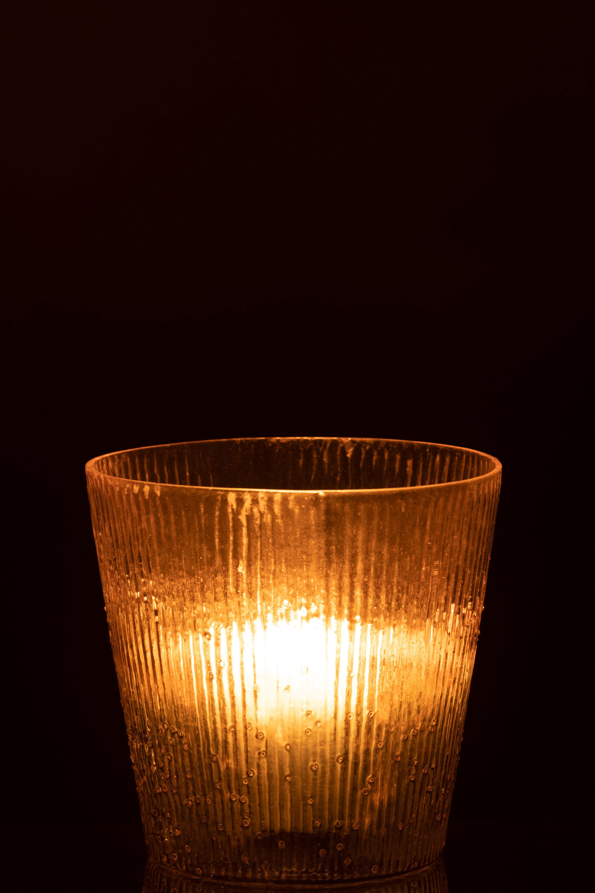 Orkaan Geribbeld Glas Roze Groot