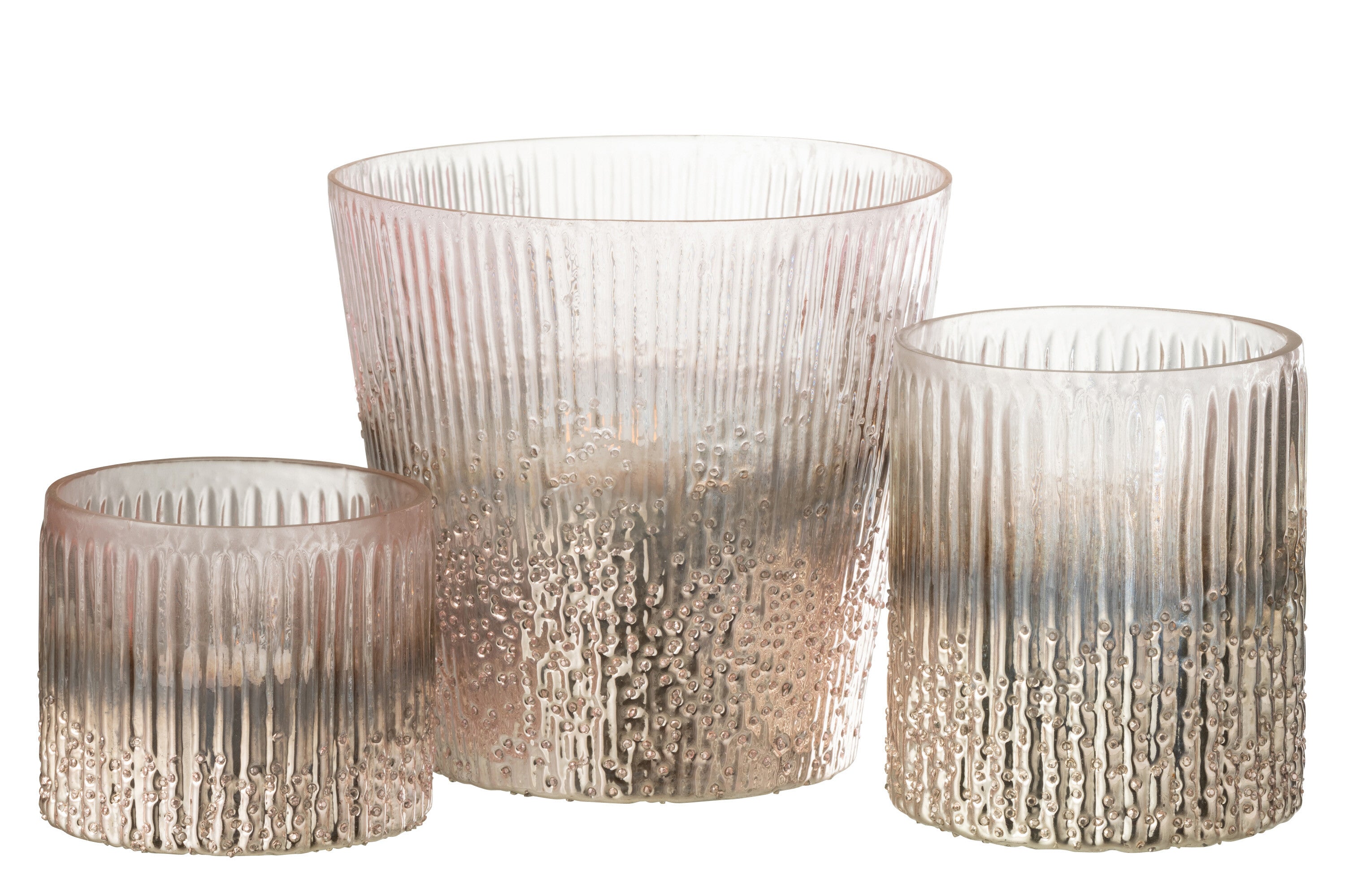 Orkaan Geribbeld Glas Roze Groot