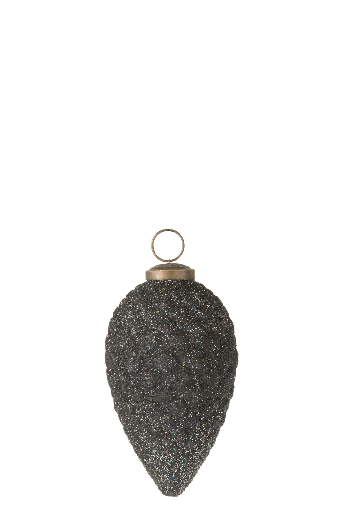 J-Line Kersthanger - dennenappel - glas - paars/ glitter - 4x