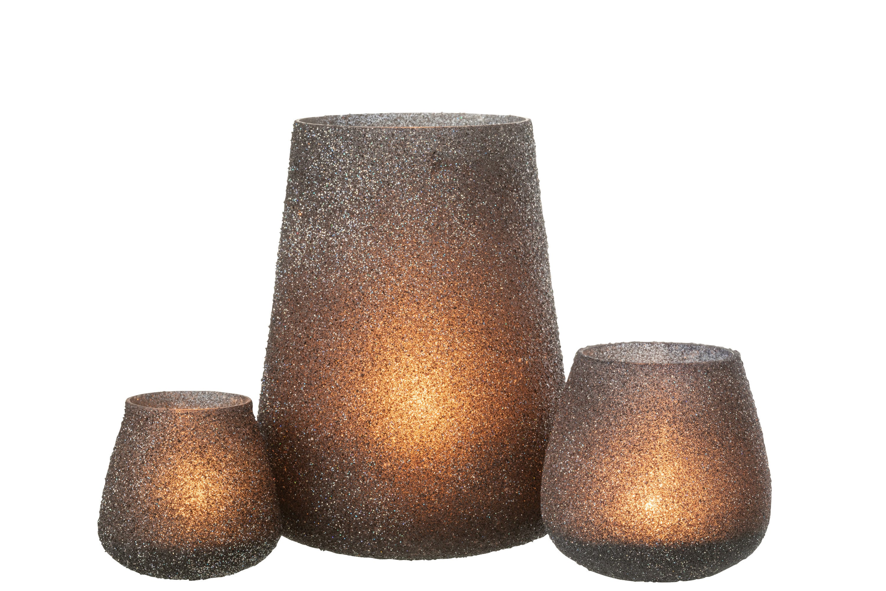 J-Line lantaarn glitterglas paren groot