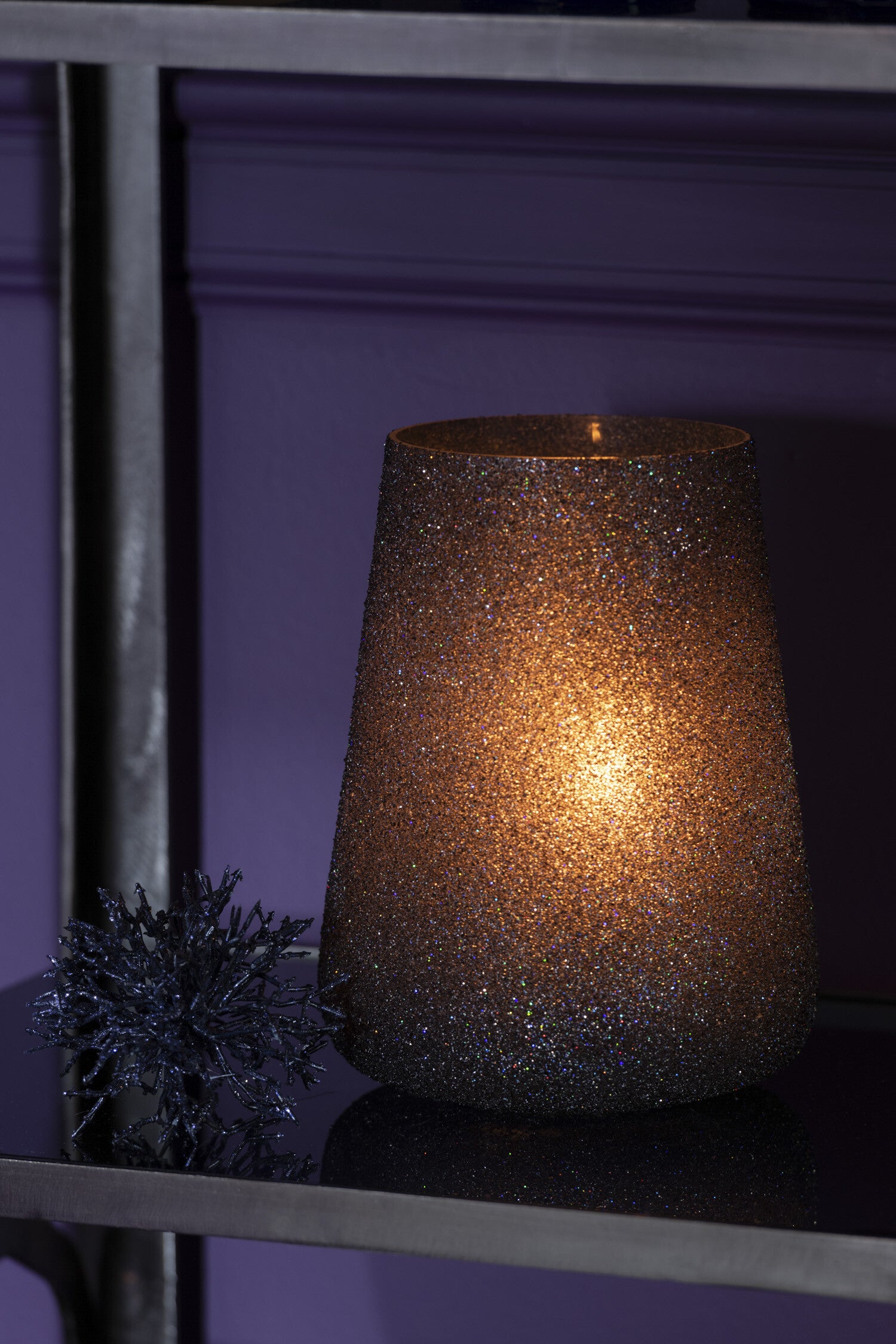 J-Line lantaarn glitterglas paren groot