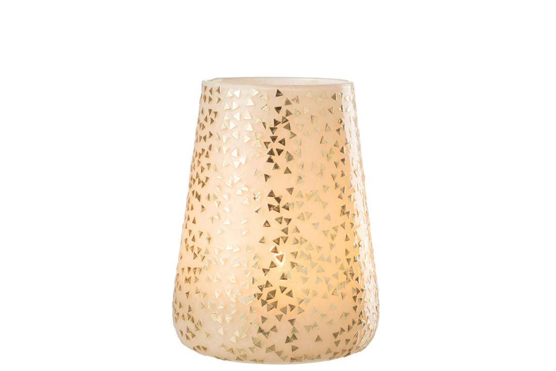 Orkaan Driehoek Glas Wit/Goud Extra Groot